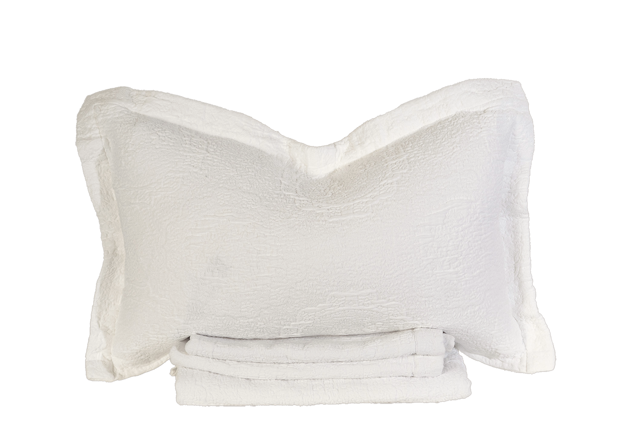 Moon Antik Matelasse Coverlet and Sham - Garment-Washed Jacquard Weave, Front View | MATTEO