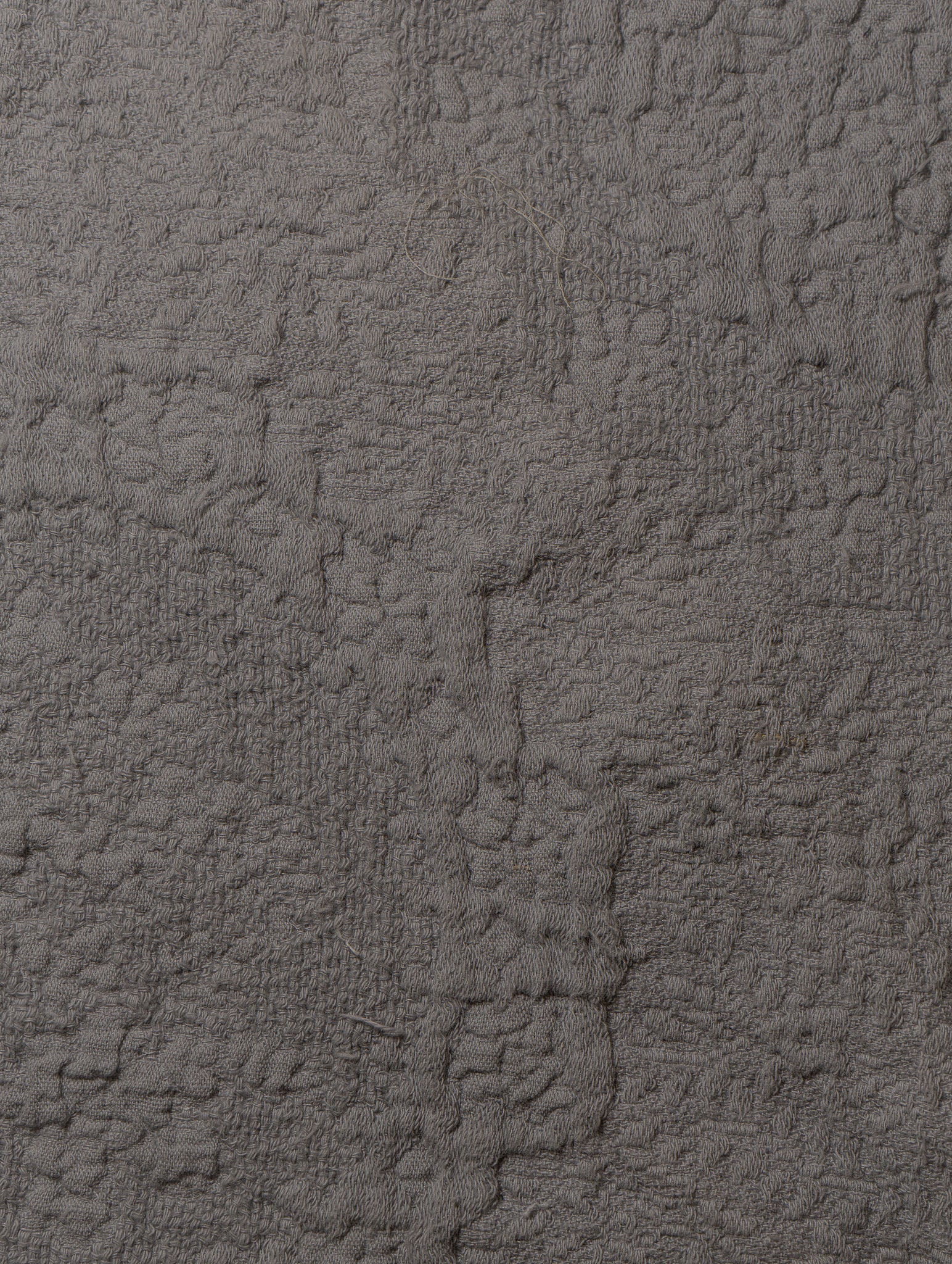 Coal Antik Matelasse Coverlet - Garment-Washed Jacquard Weave Fabric Swatch Detail | MATTEO