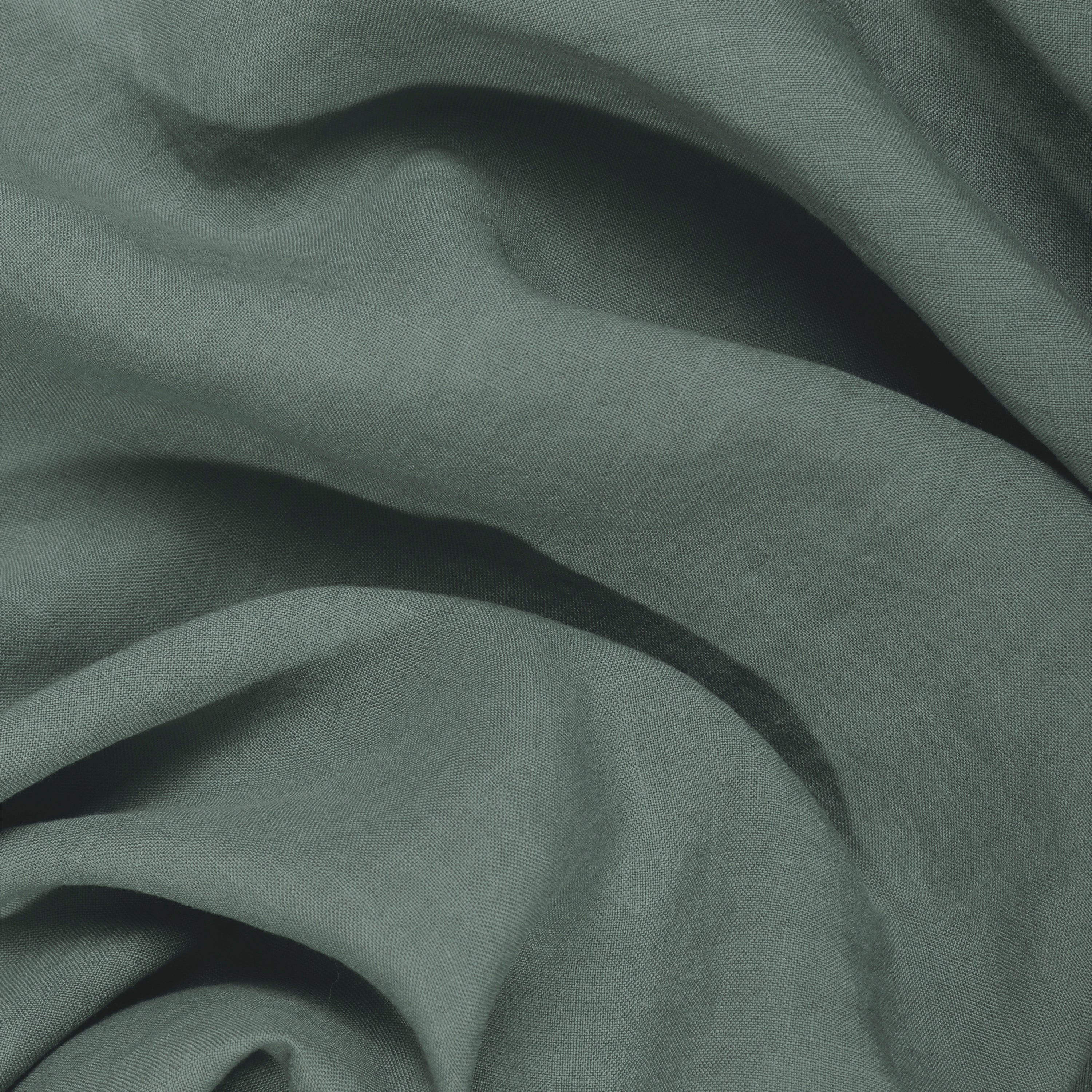 Bay Green Tat Linen Fabric - Draped Texture Close-Up | MATTEO
