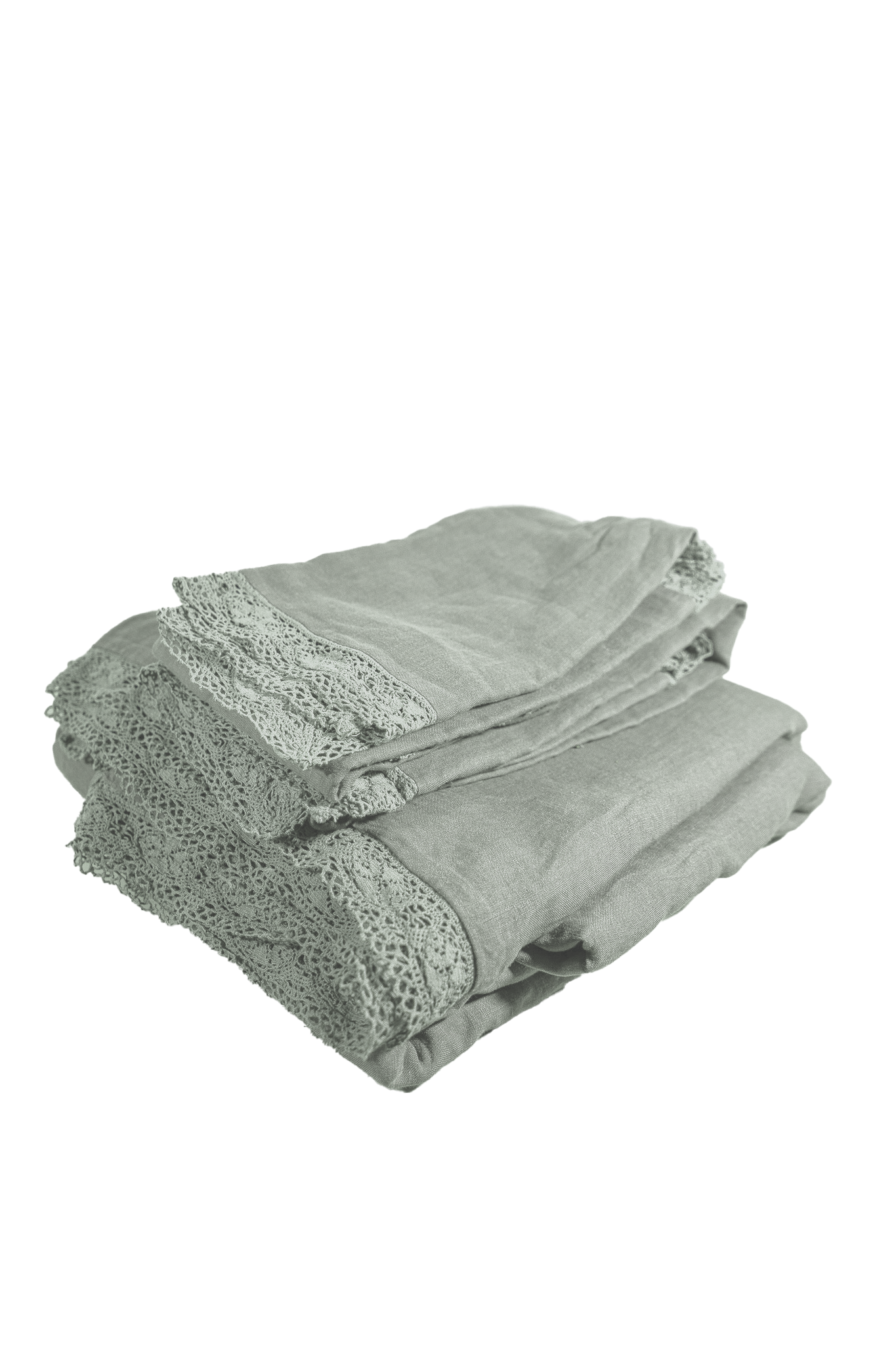 Bay Linen Cluny Duvet Cover with Lace Flange Border - Folded Stack | MATTEO