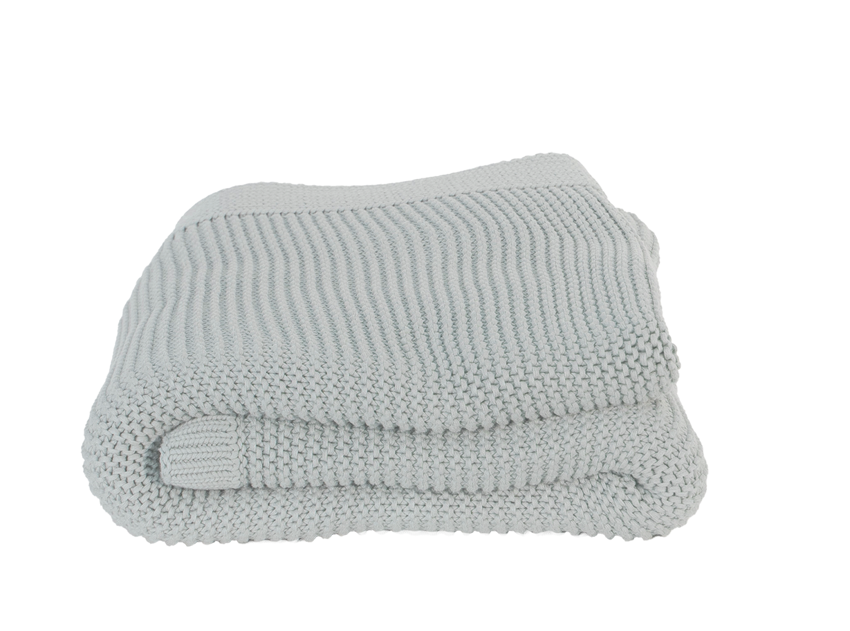 Salt Cotton Ellos Throw with Ribbed Border - Side View | MATTEO