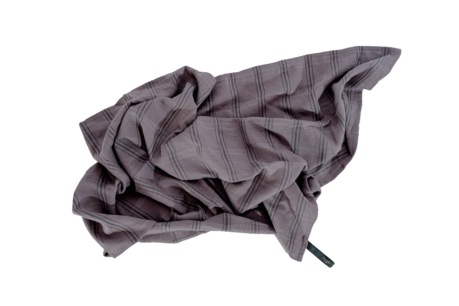 Fig Cotton Cucina Vintage Kitchen Towel - Draped View Showing Stripe & Waffle Weave | MATTEO
