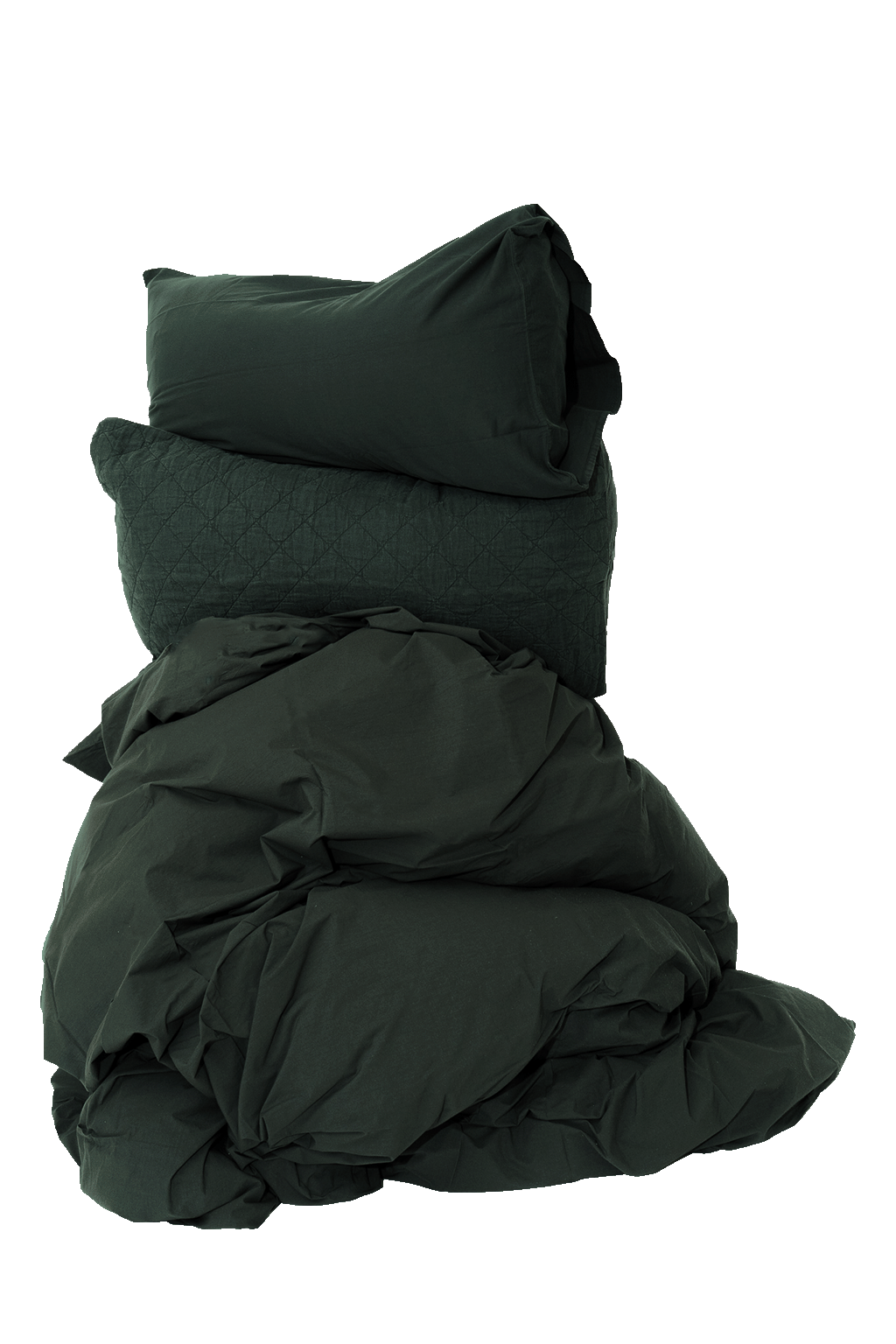 Alpine Green Sei 600TC Cotton Sateen Duvet Cover - Styled Bundle with Pillows | MATTEO