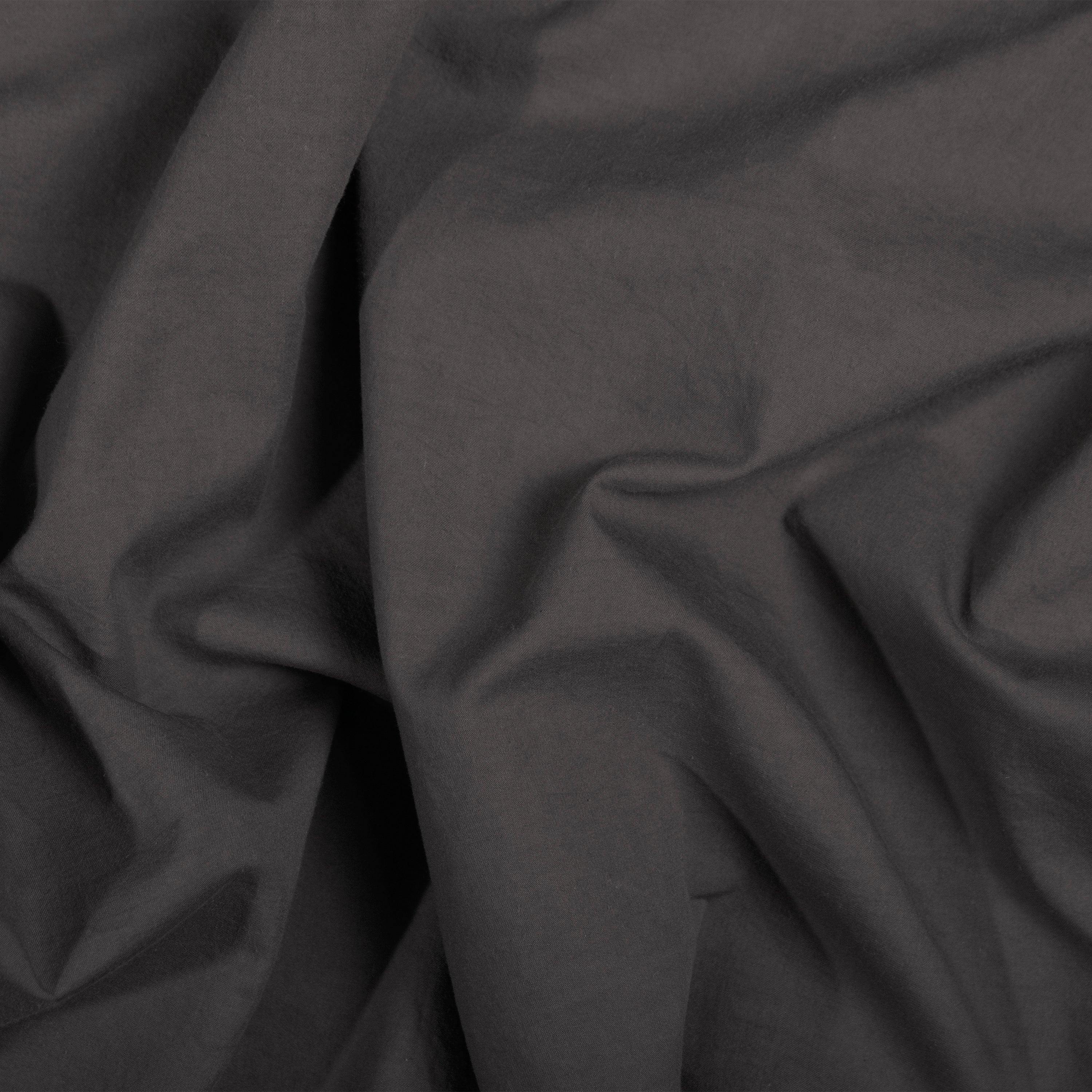 Fig Vintage Linen Fabric - Garment-Washed Draped Texture, Deep Charcoal-Purple | MATTEO
