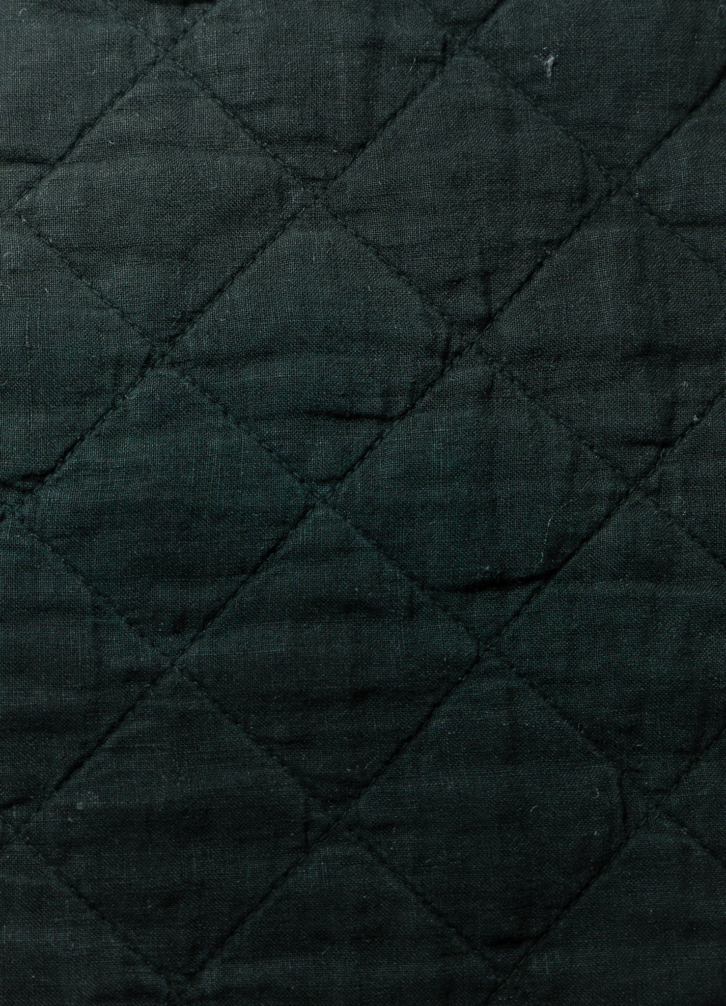 Alpine Green Ida Quilted Linen Fabric Swatch - Diamond Stitch Close-Up Detail | MATTEO