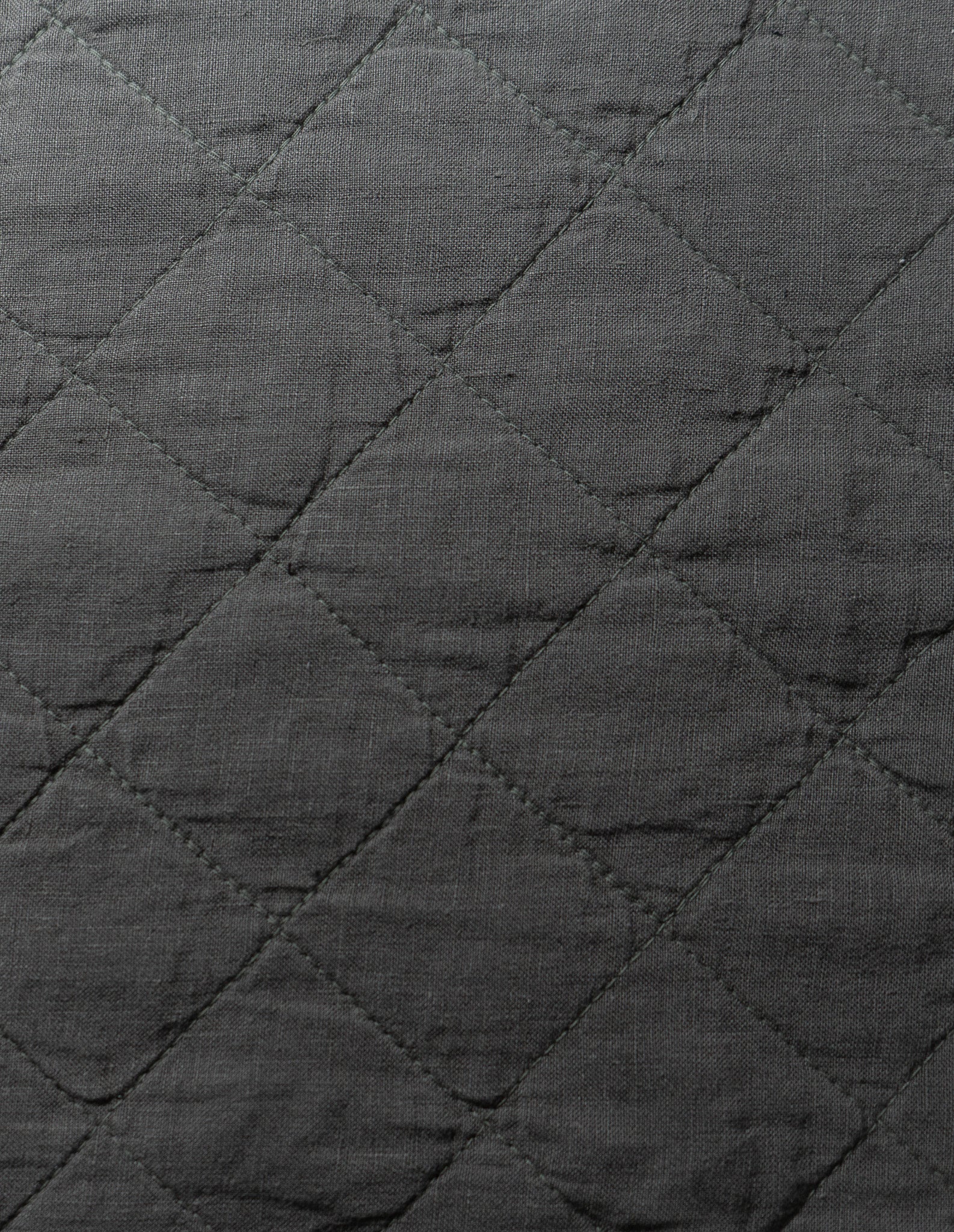 Coal Grey Quilted Linen Ida Fabric - Detail Swatch | MATTEO
