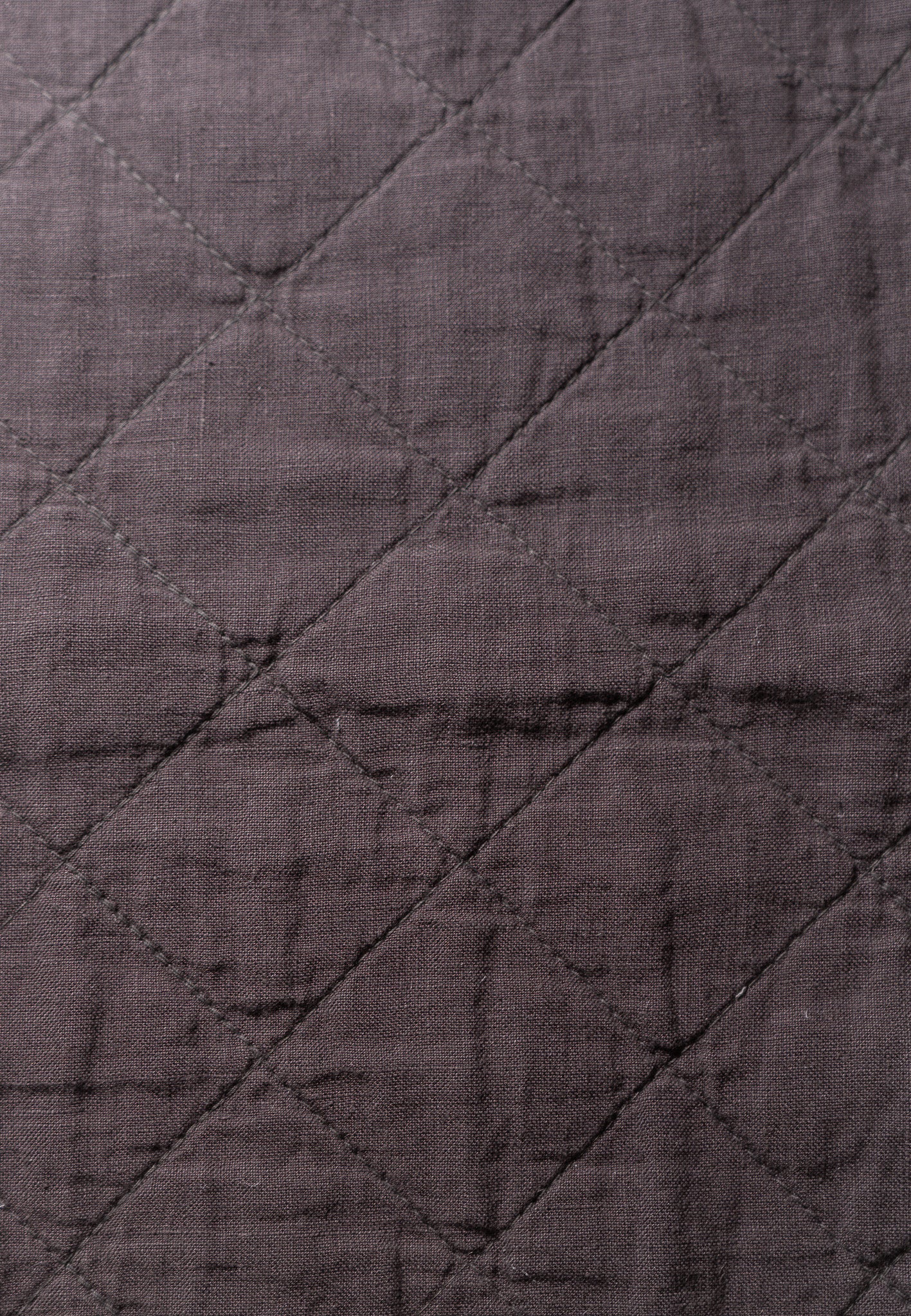 Fig Garment-Washed Quilted Linen Fabric Swatch - Diamond Stitch Close-Up Detail | MATTEO