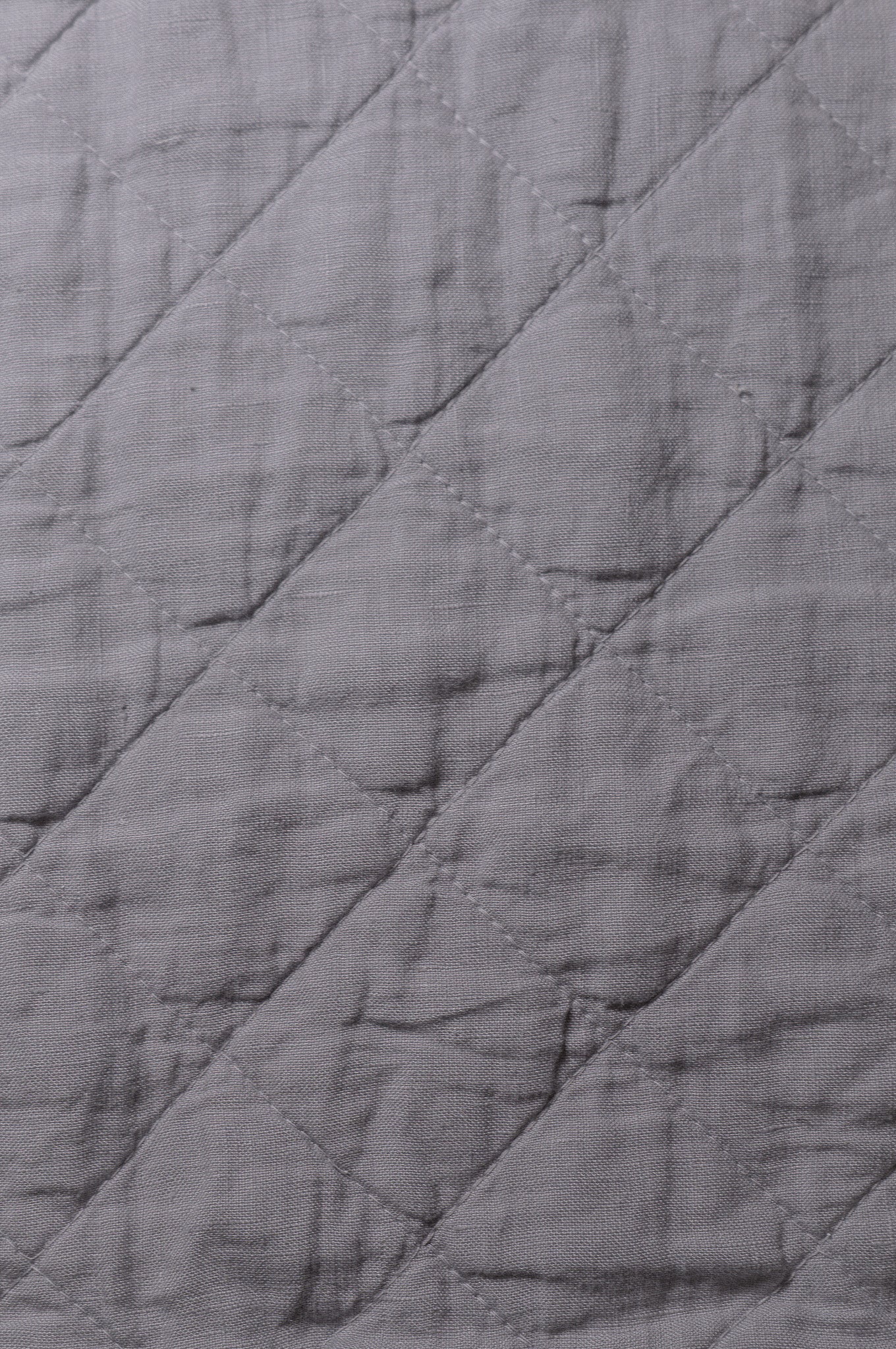 Iris Grey Quilted Linen Ida Fabric - Diamond Stitch Texture Close-Up Detail | MATTEO
