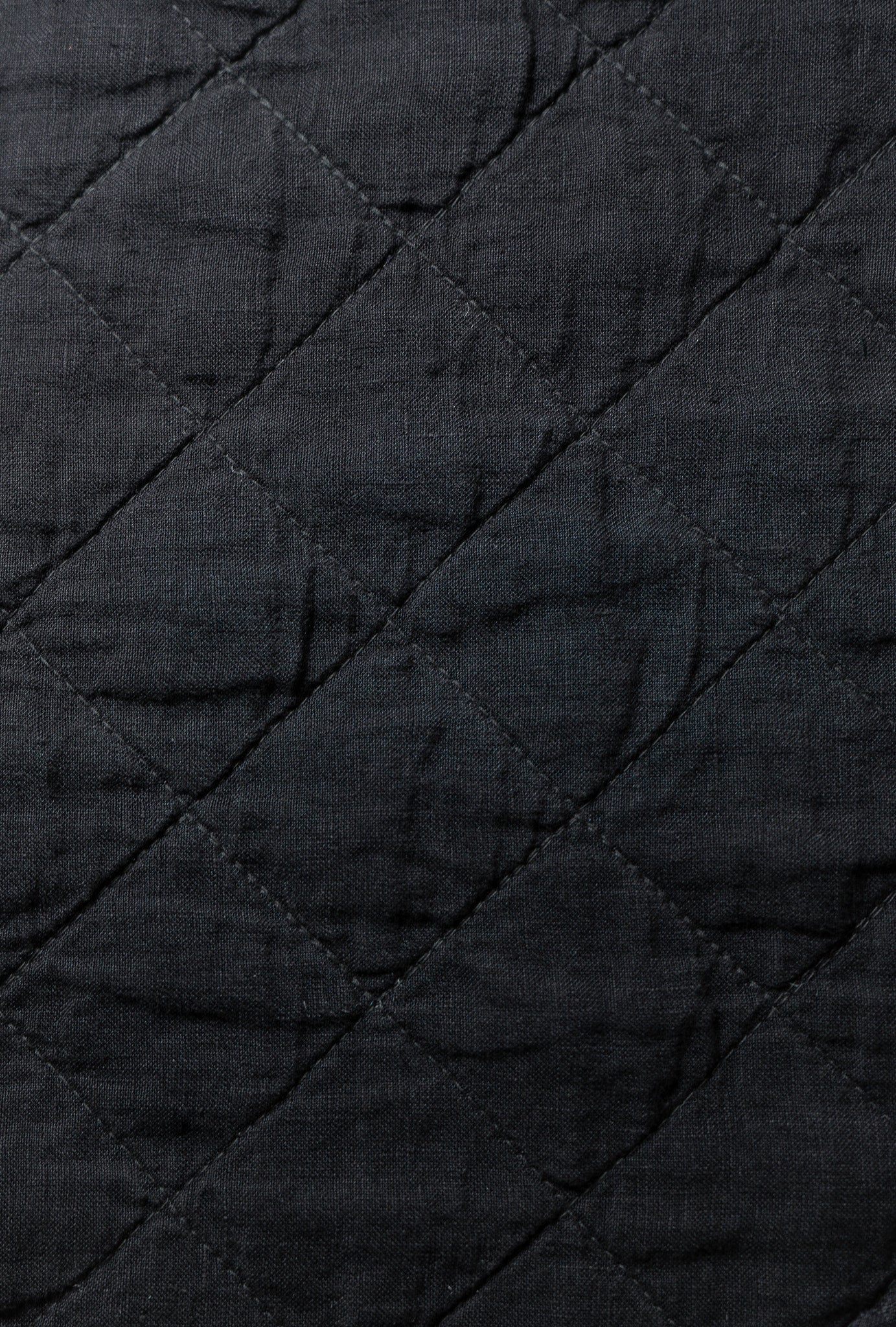 Smoke Quilted Linen Ida Fabric - Diamond Quilt Stitch Close-Up Detail | MATTEO