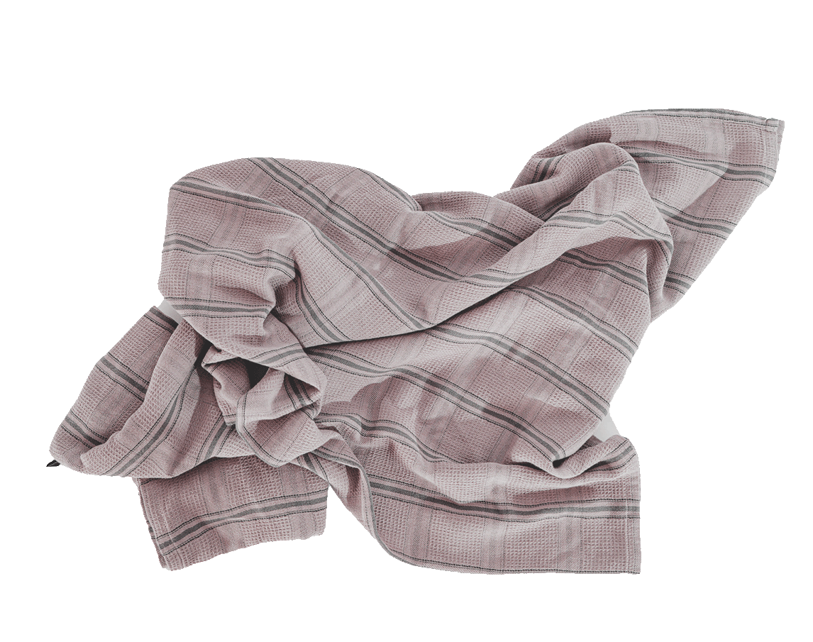 Iris Purple Striped Cotton Cucina Vintage Towel - Draped View | MATTEO