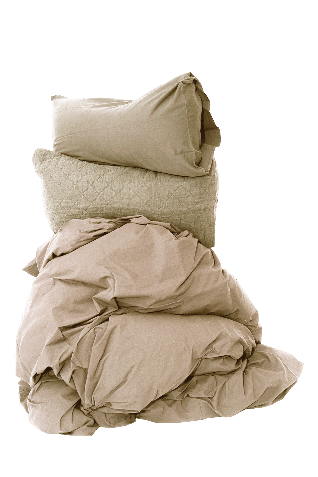 Oat Cotton Nap Duvet Cover with Quilted Sham - Stacked Flat Lay | MATTEO