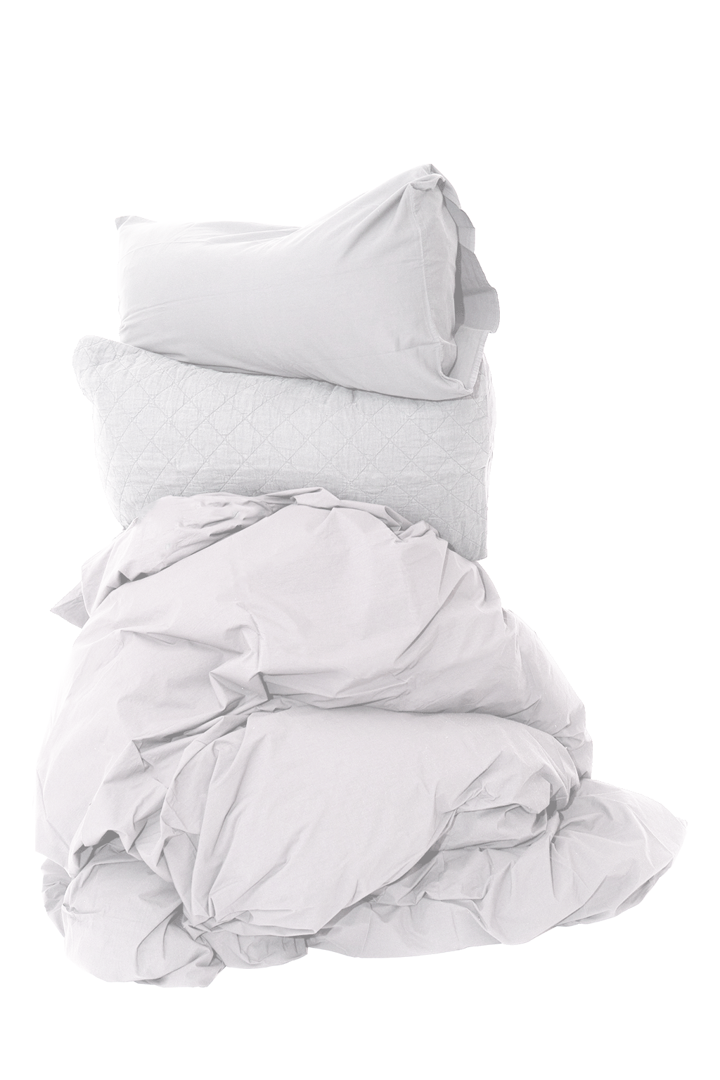 White Sei Duvet Set with Ida Quilted Sham - Styled Stack View of Luxury Cotton Bedding | MATTEO