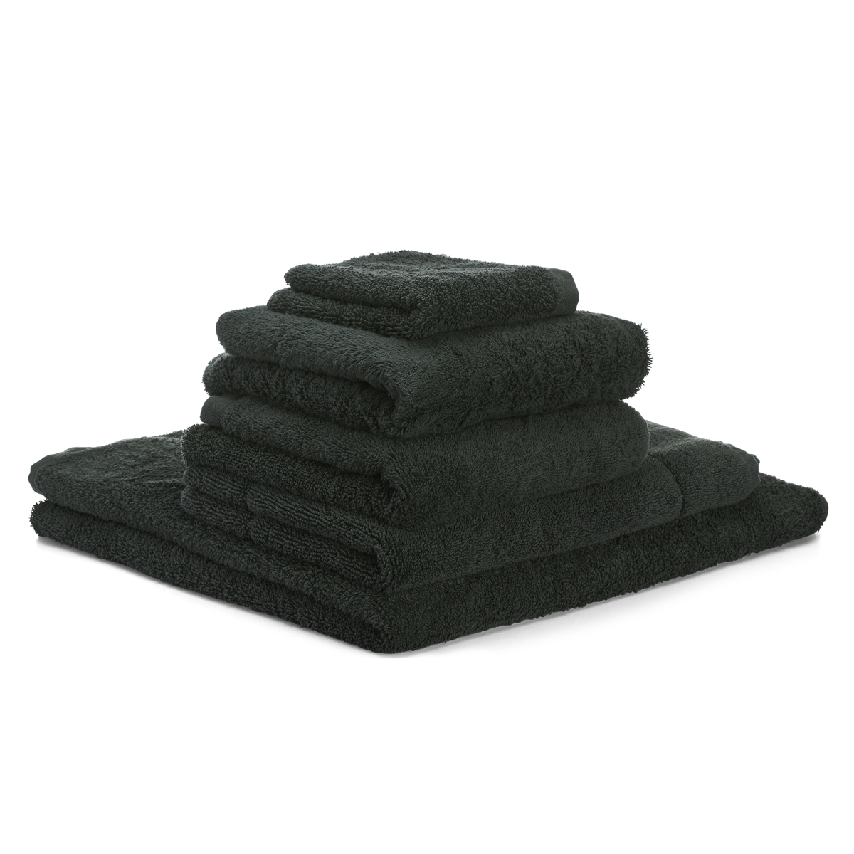 Alpine Green Cotton Riviera Bath Towel Set - Full 5-Piece Stacked View | MATTEO