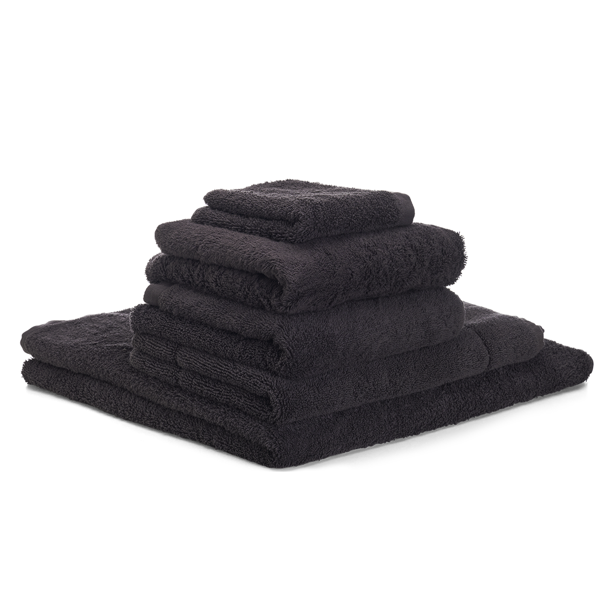 Bark Brown Cotton Riviera Bath Towel Set - Stacked Product View | MATTEO