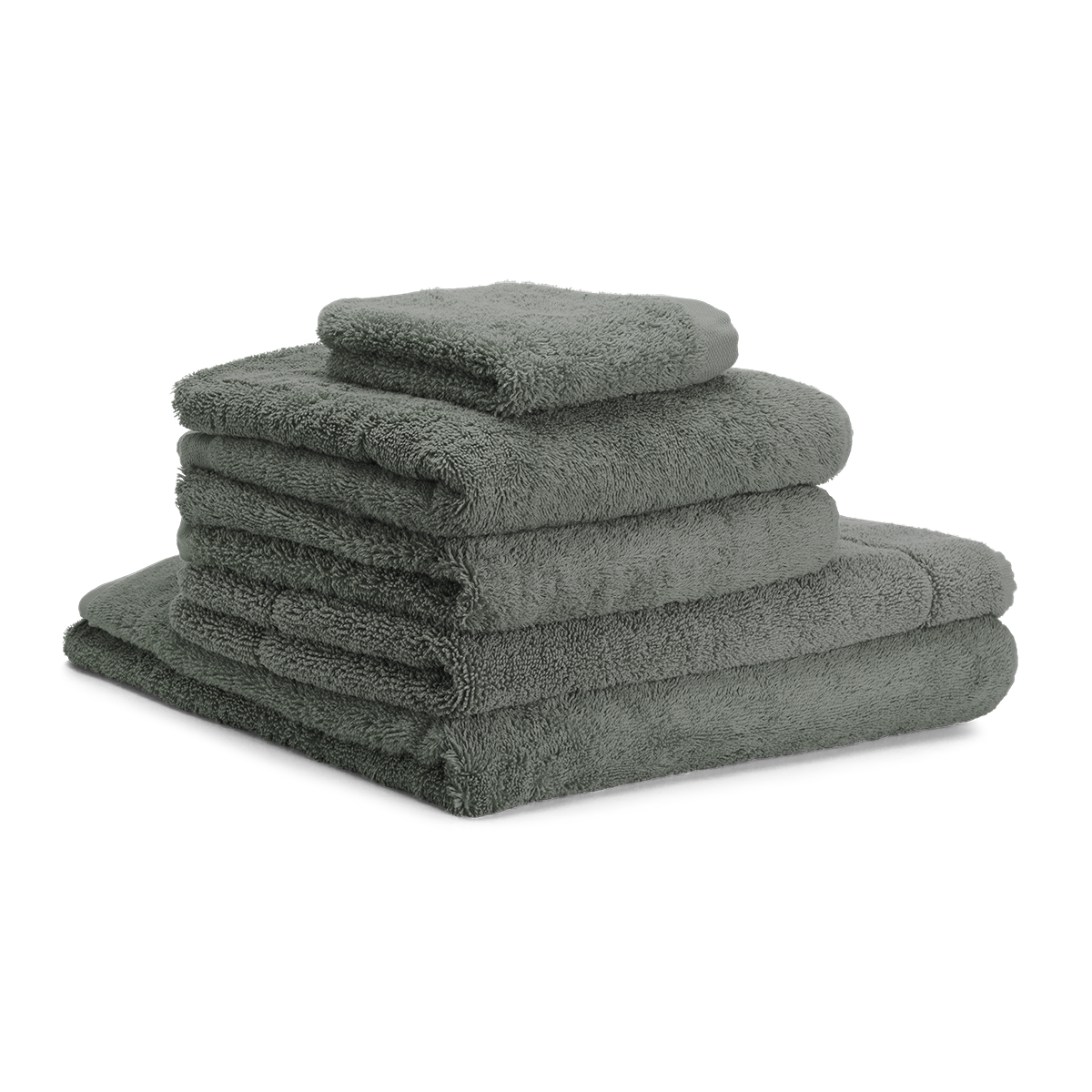 Bay Green Cotton Riviera Bath Towel Set - Stacked Set View | MATTEO