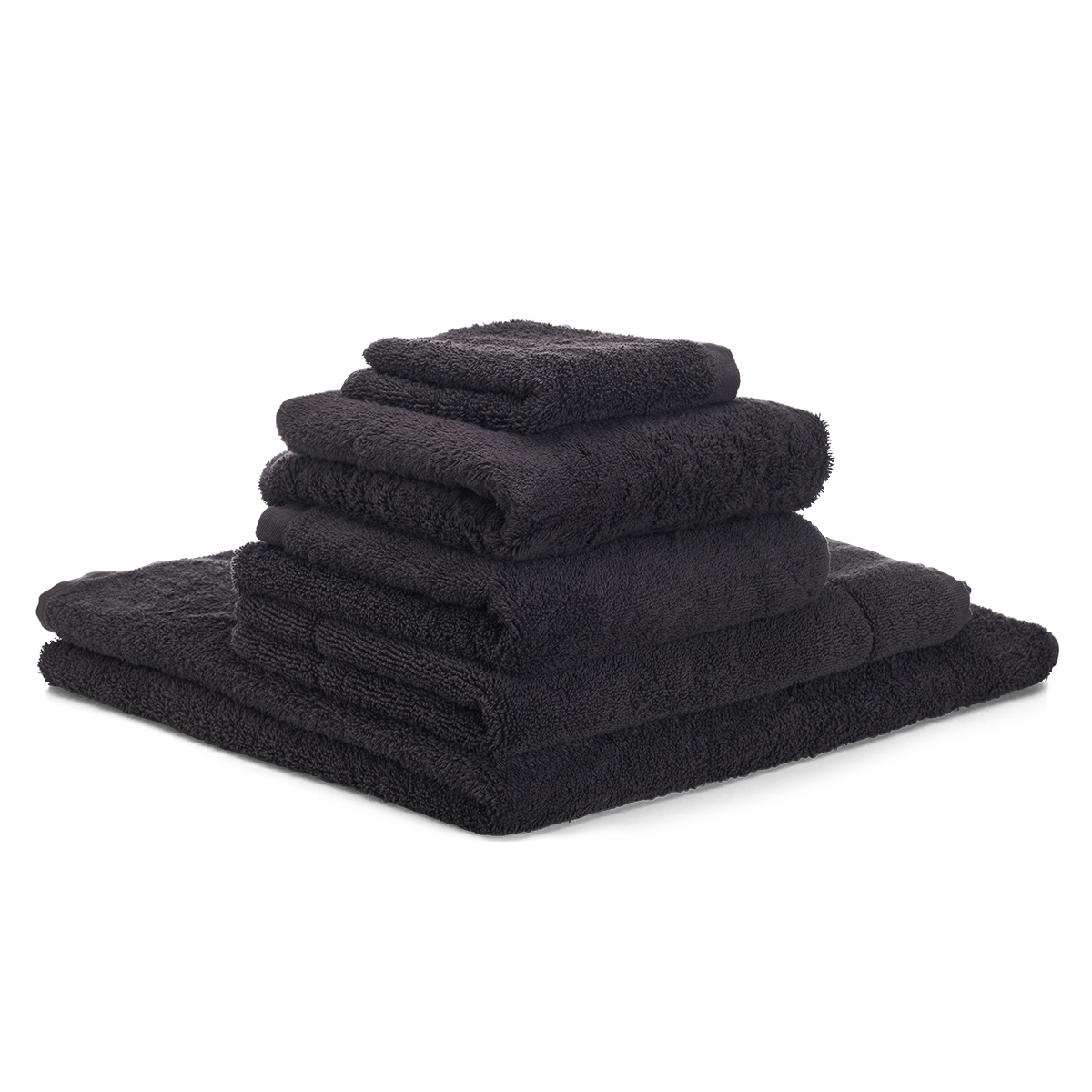 Coal Cotton Riviera Bath Towel Set - Folded Stack Display | MATTEO