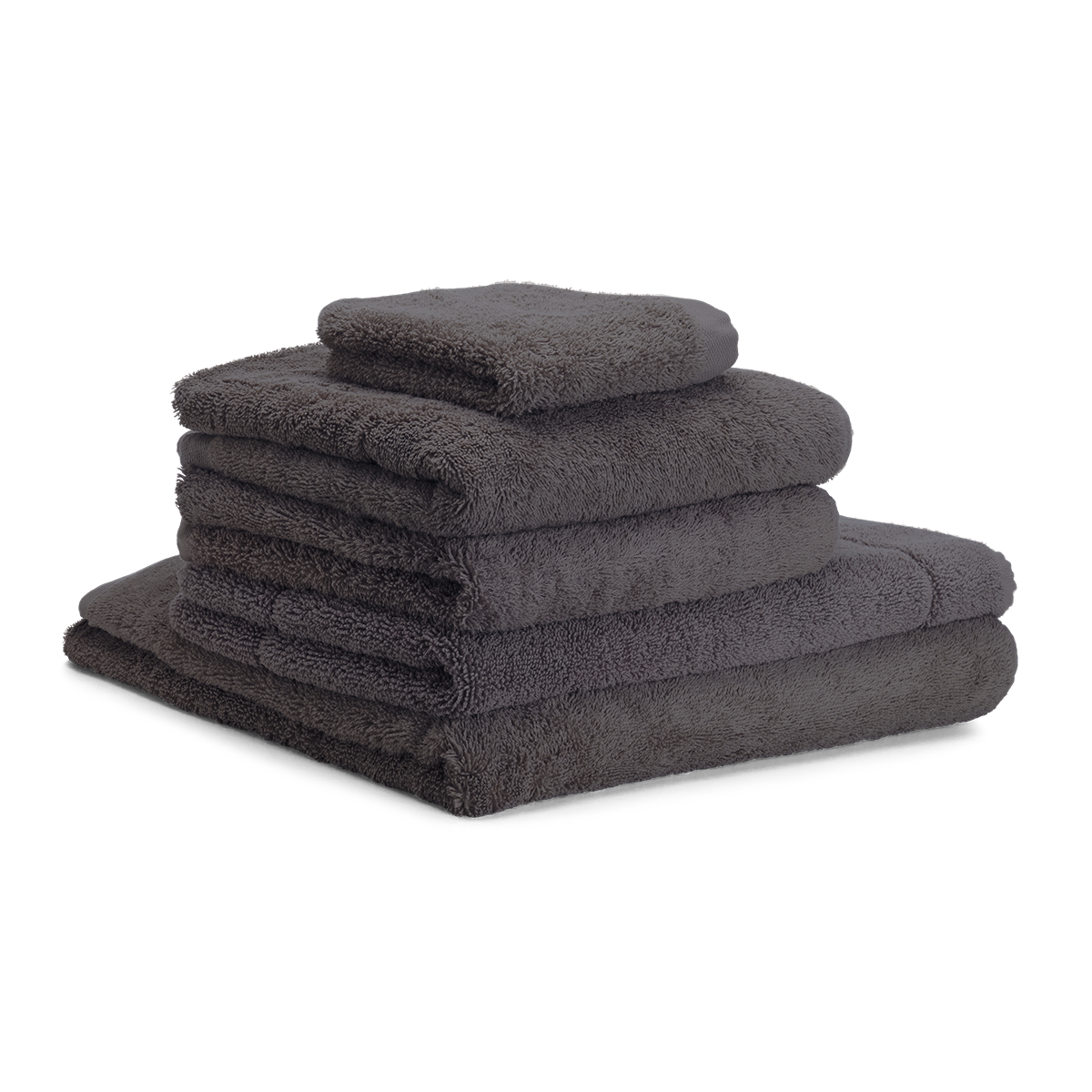 Fig Cotton Riviera Bath Towel Set - Stacked View, 645 GSM Garment-Washed | MATTEO