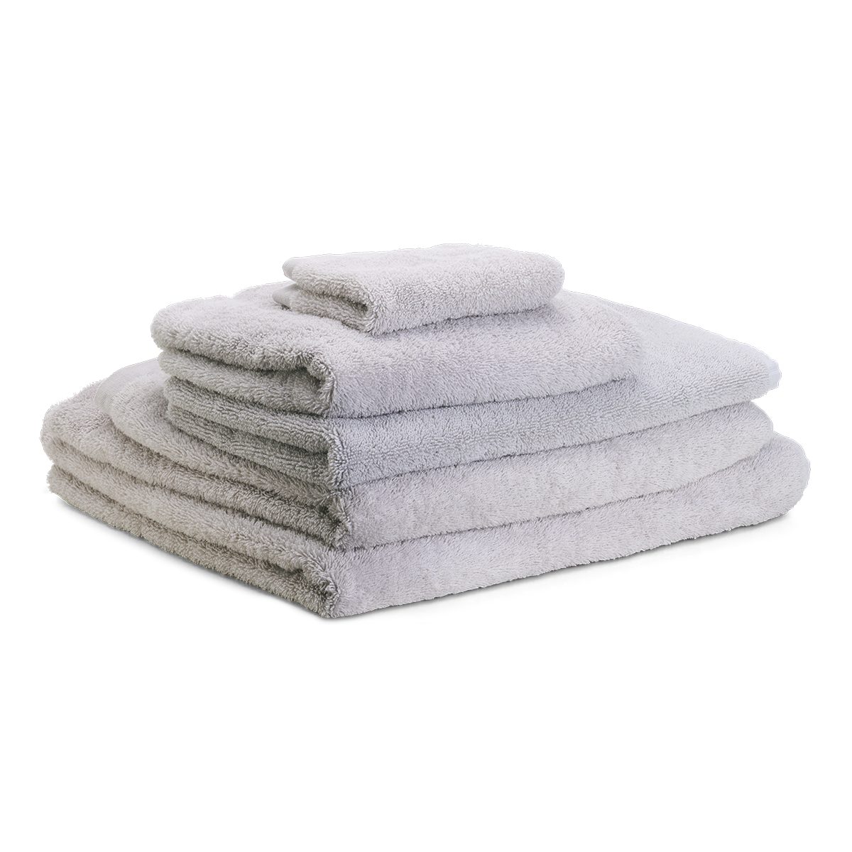 Moon Cotton Riviera Bath Towel Set - Five-Piece Folded Stack, Angled View | MATTEO