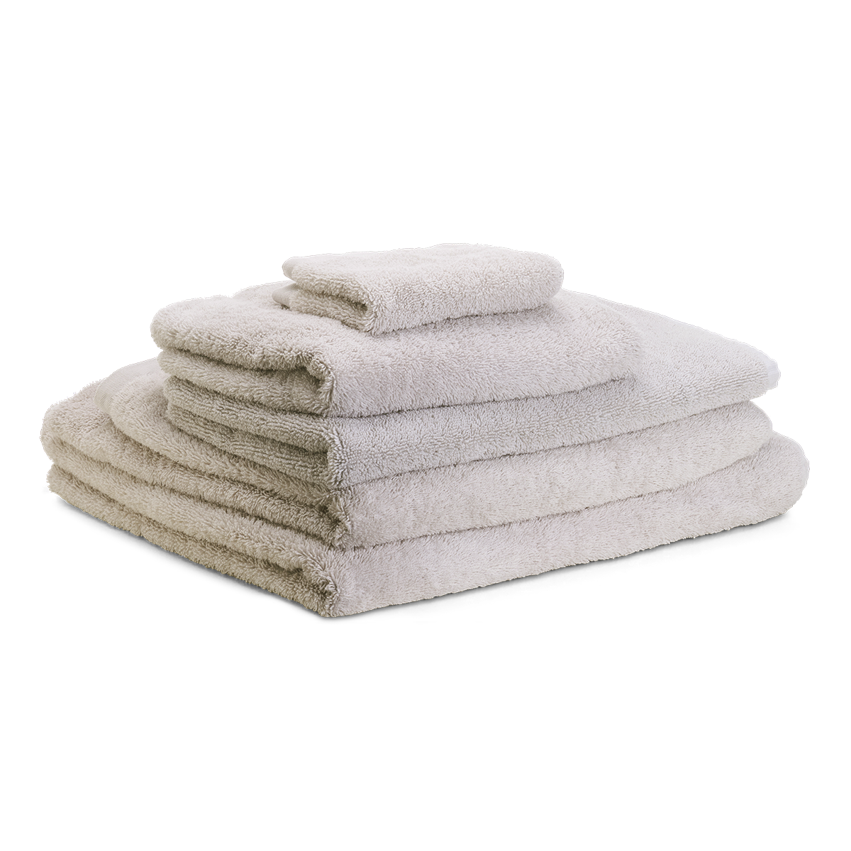 Off White Cotton Riviera Towel Set - Stacked Angled View, 645 GSM | MATTEO