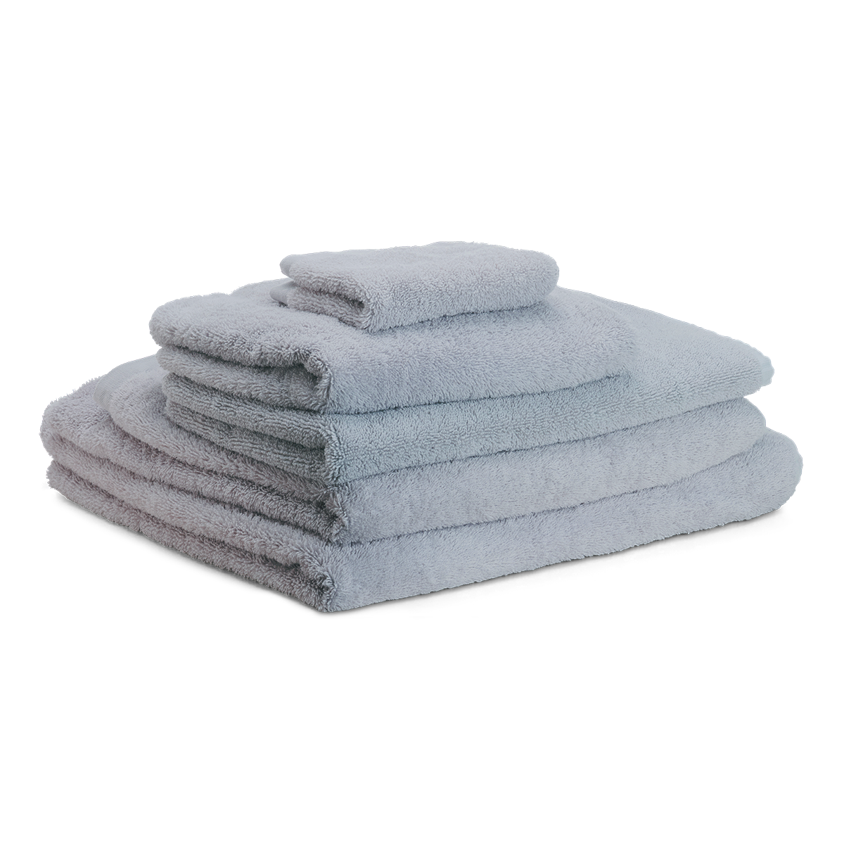 Salt Cotton Riviera Bath Towel Set - Five-Piece Stacked Collection, Angled View | MATTEO