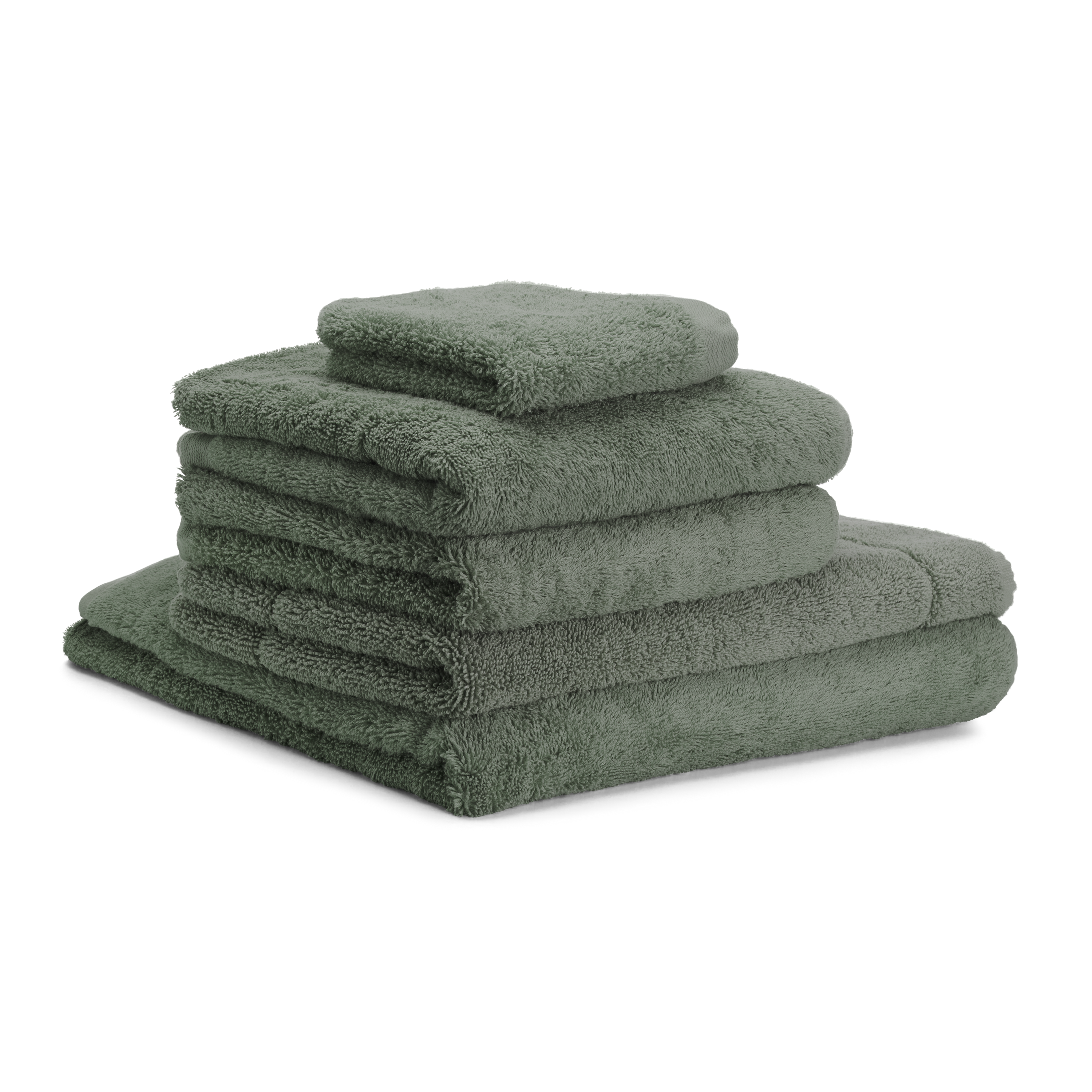 Bay Green Cotton Riviera Bath Collection - Stacked Towels Display | MATTEO