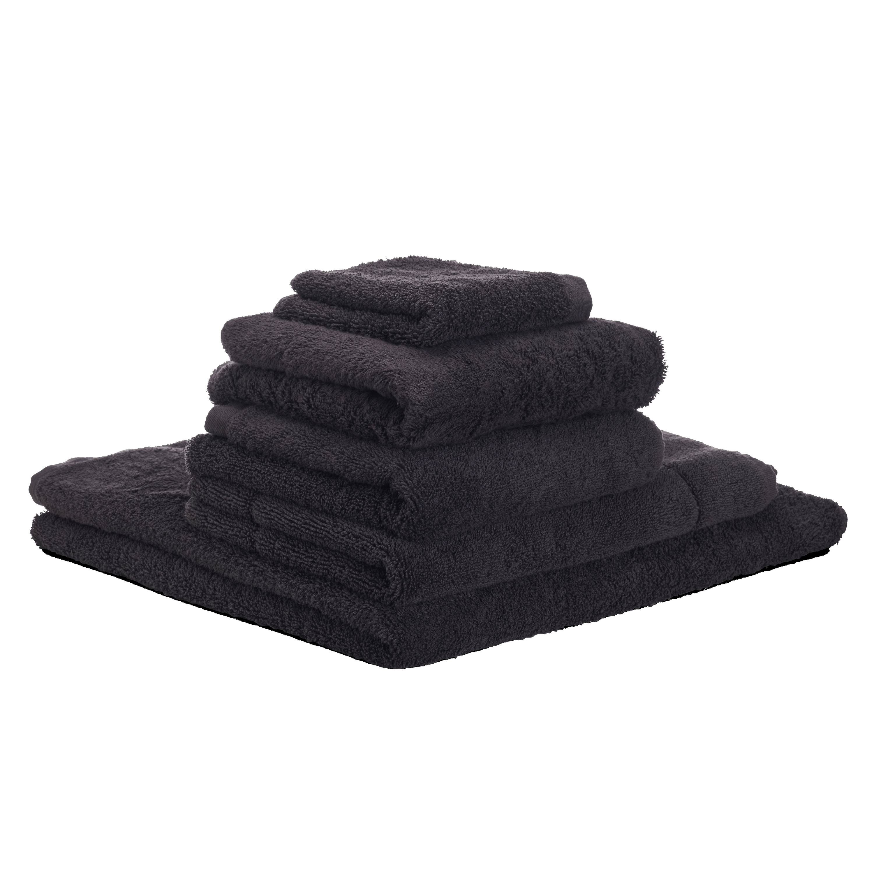 Coal Cotton Riviera Bath Mat - Stacked Collection View, Charcoal Grey | MATTEO