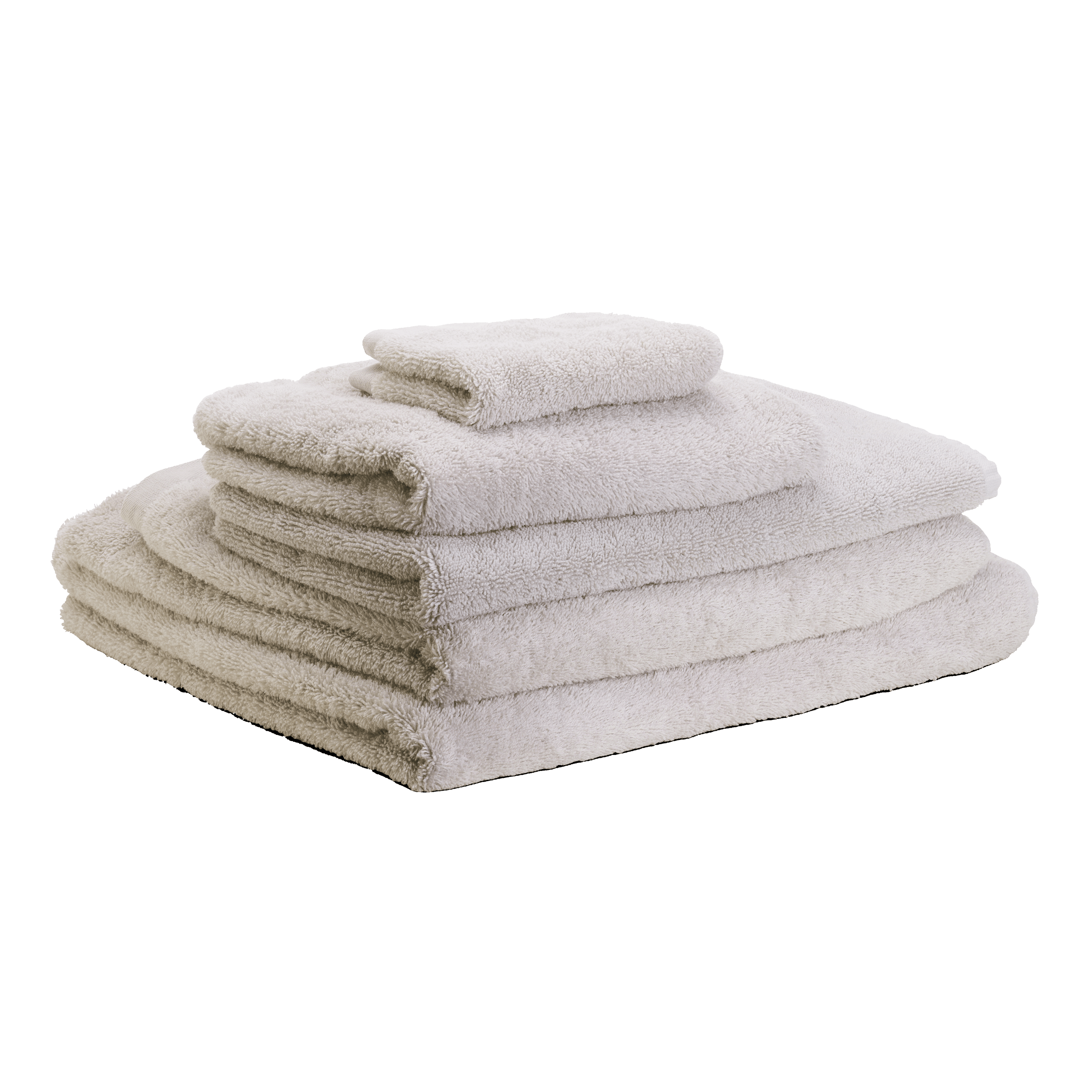 Off White Cotton Riviera Towel Set - Stacked Angled View | MATTEO
