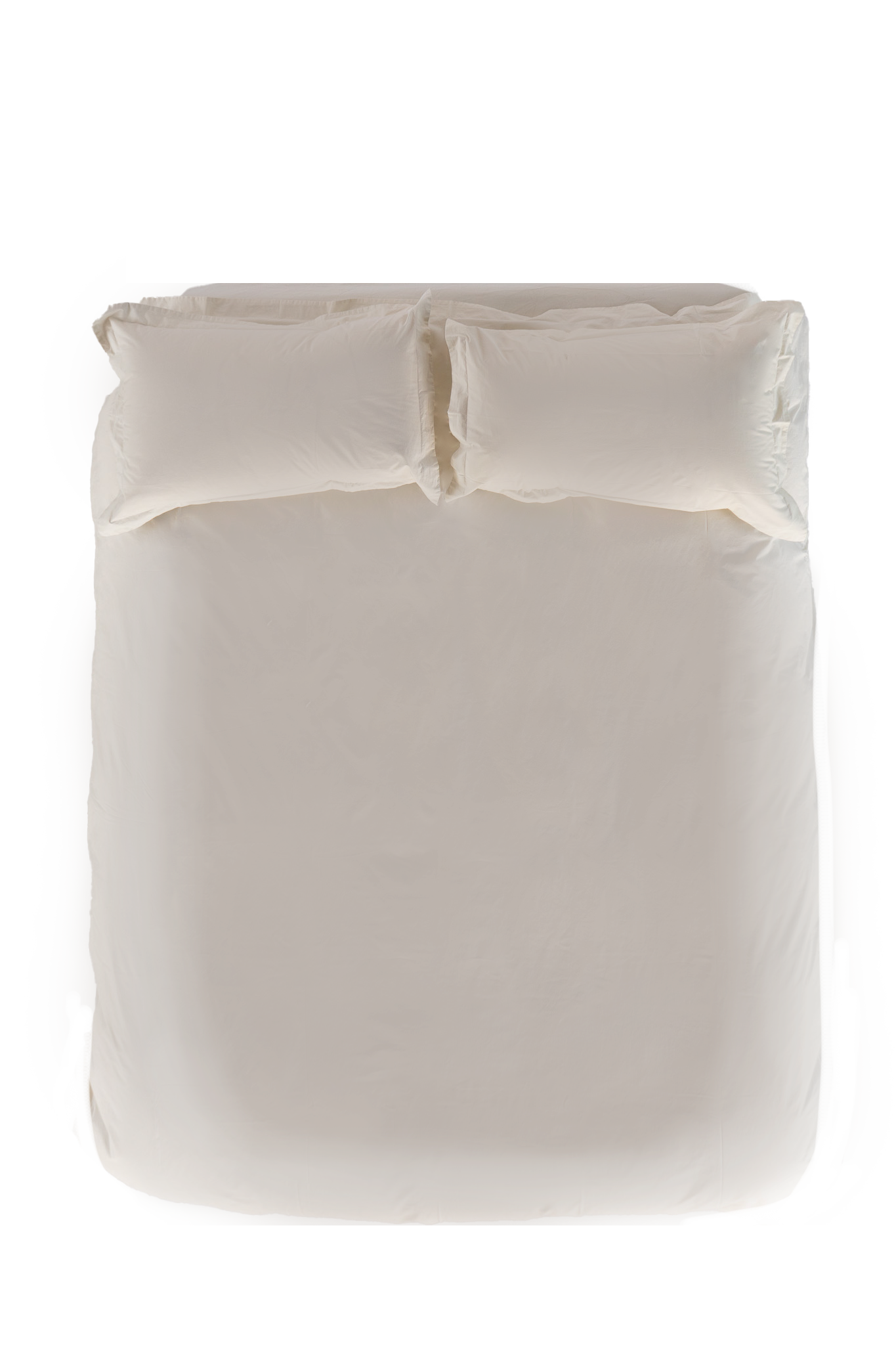 Off White Sei 100% Cotton Sateen Sheet Set - Overhead Styled Bed View | MATTEO
