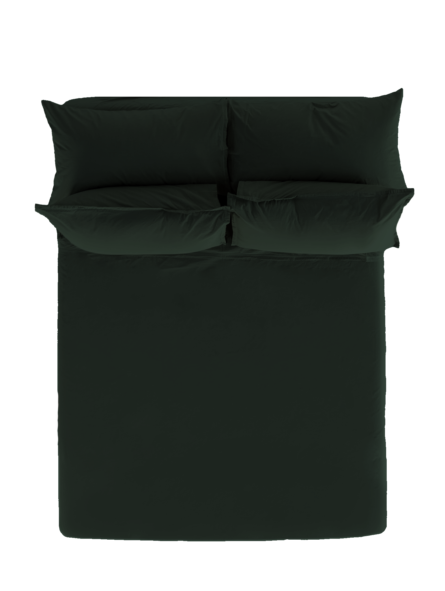 Alpine Green Cotton Percale Flat Sheet with Pillow Shams - Overhead Flat Lay | MATTEO