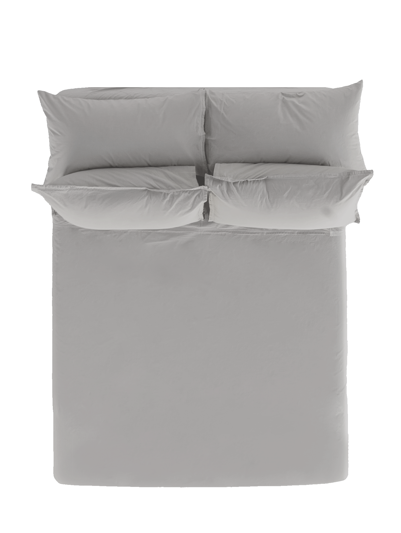 Mica Cotton Percale Tru Flat Sheet and Pillowcases - Top View on Made Bed | MATTEO
