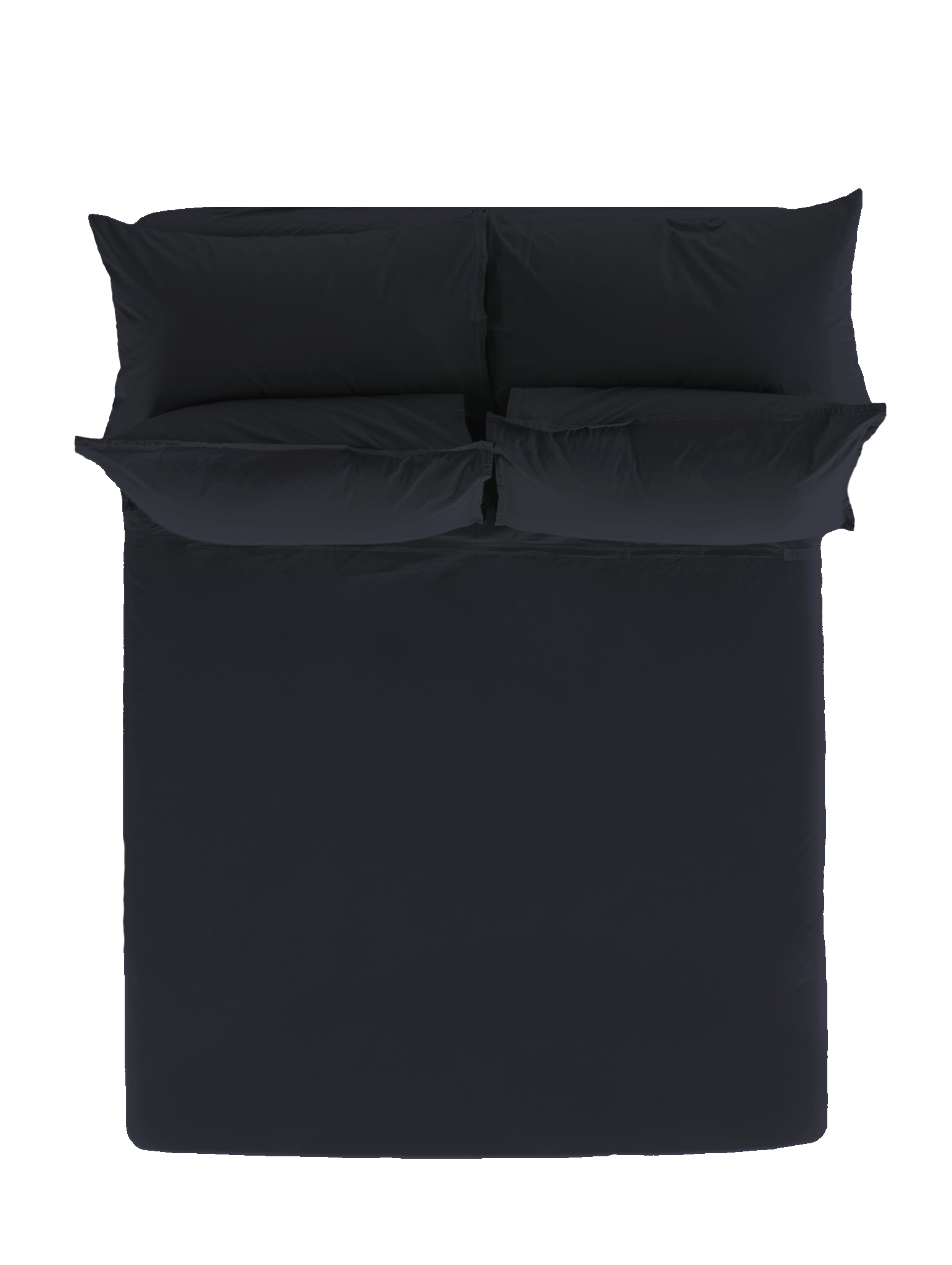 Night Cotton Percale Sei Sheet Set with Pillowcases - Overhead Flat Lay | MATTEO