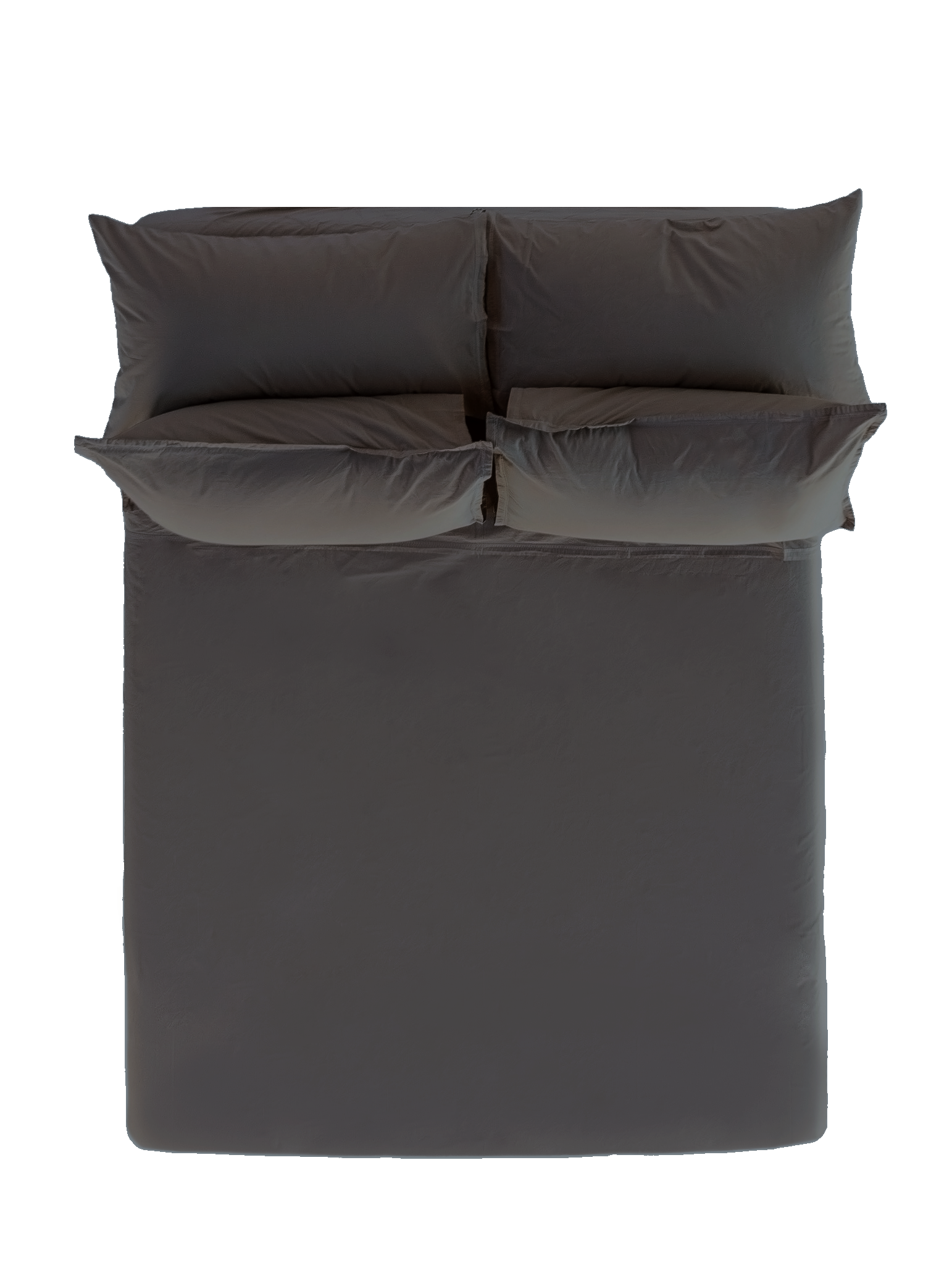 Coal Cotton Percale Tru Sheet Set with Pillowcases - Overhead Flat Lay | MATTEO