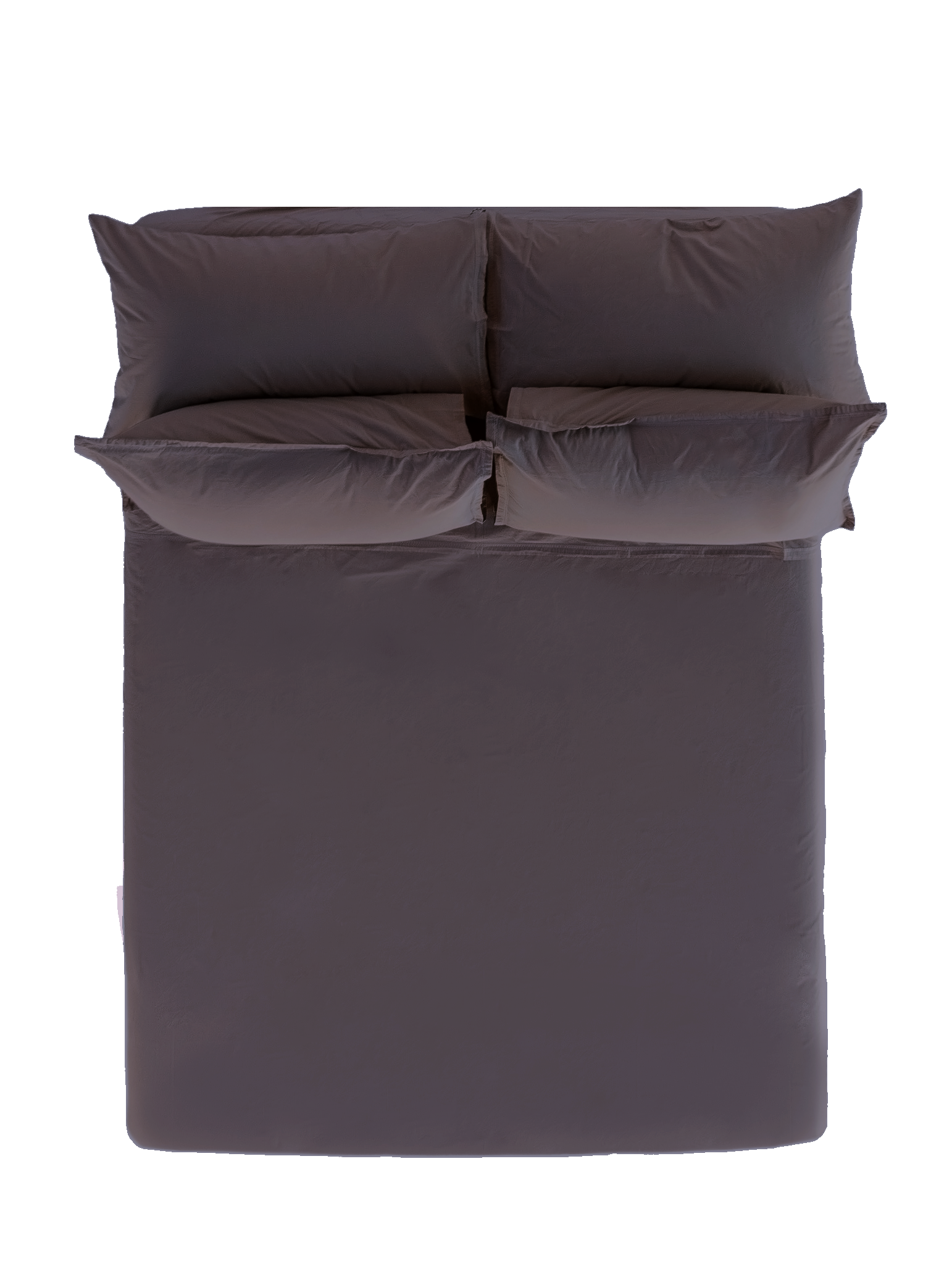 Fig Cotton Percale Tru Fitted Sheet with Pillow Shams - Overhead View | MATTEO