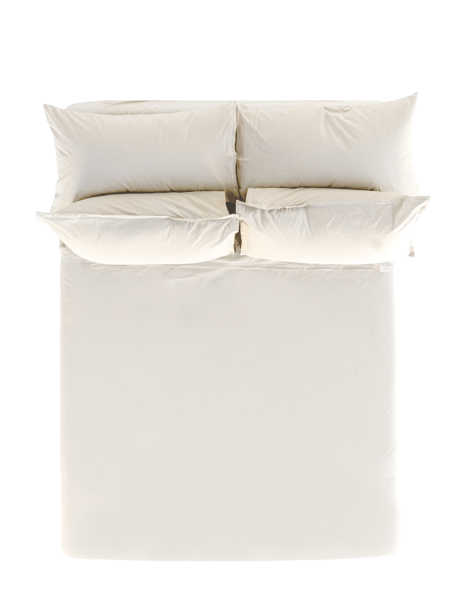 Greige Tru Percale Cotton Sheet Set with Pillowcases - Overhead Bed View | MATTEO