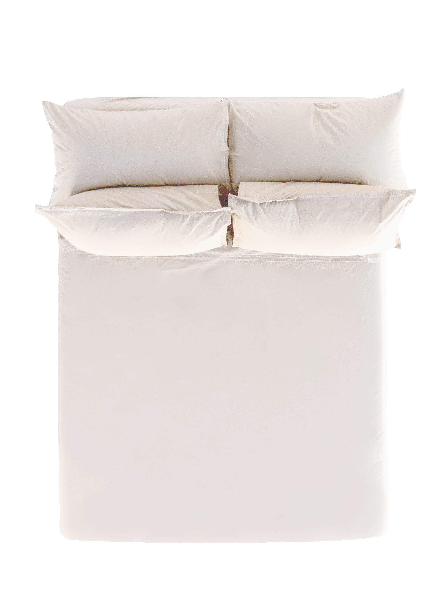 Moon Cotton Percale Flat Sheet with Pillow Shams - Overhead Flat Lay | MATTEO