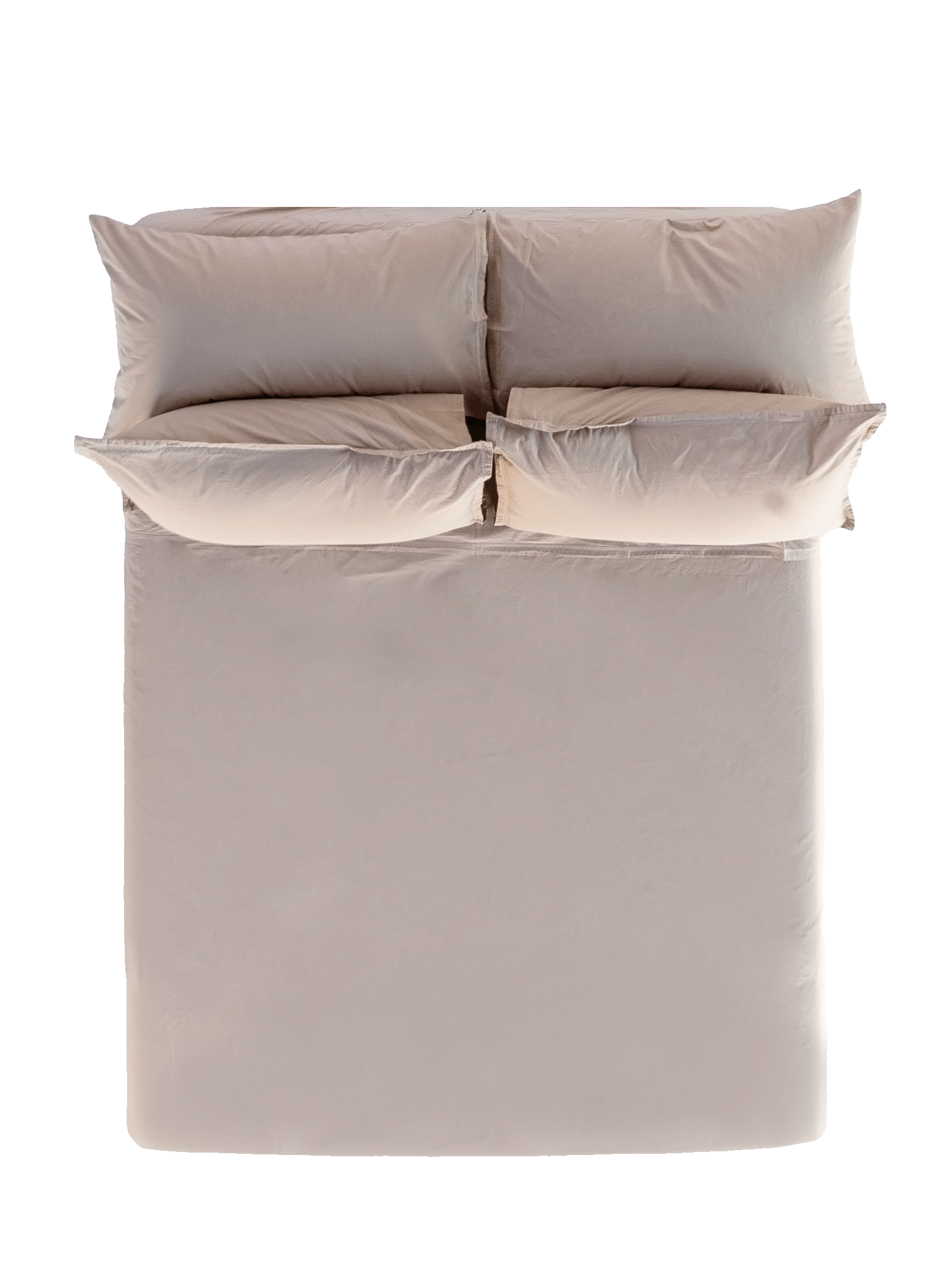 Oat Cotton Percale Tru Flat Sheet and Pillowcases - Overhead Flat Lay | MATTEO