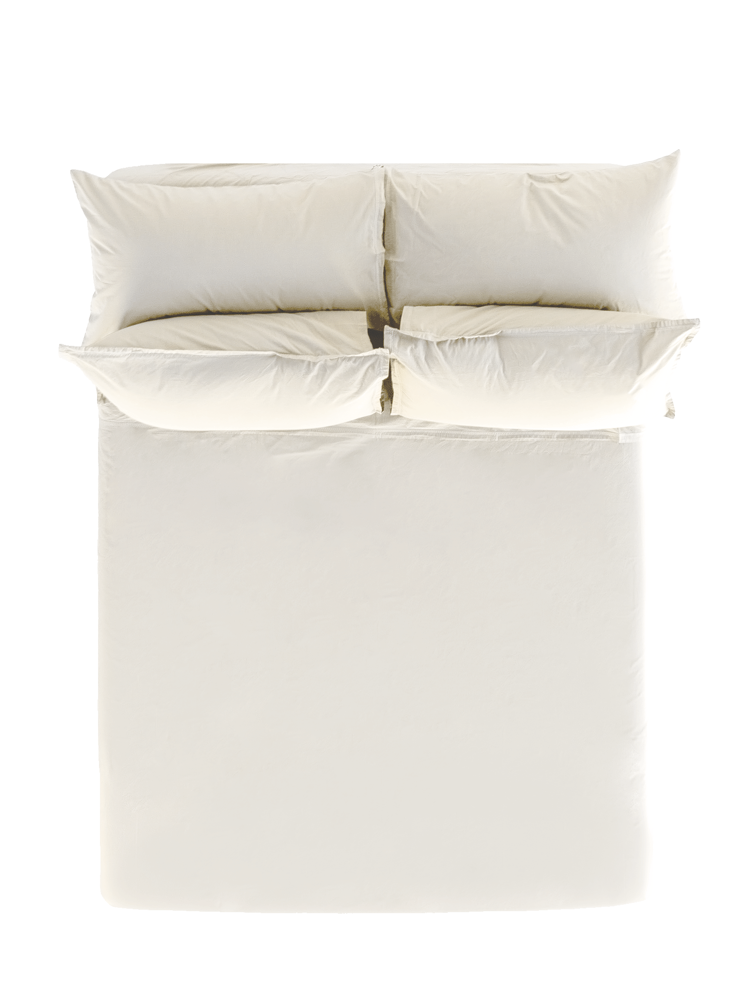 Off White Cotton Sei Fitted Sheet and Pillow Shams - Overhead Flat Lay | MATTEO