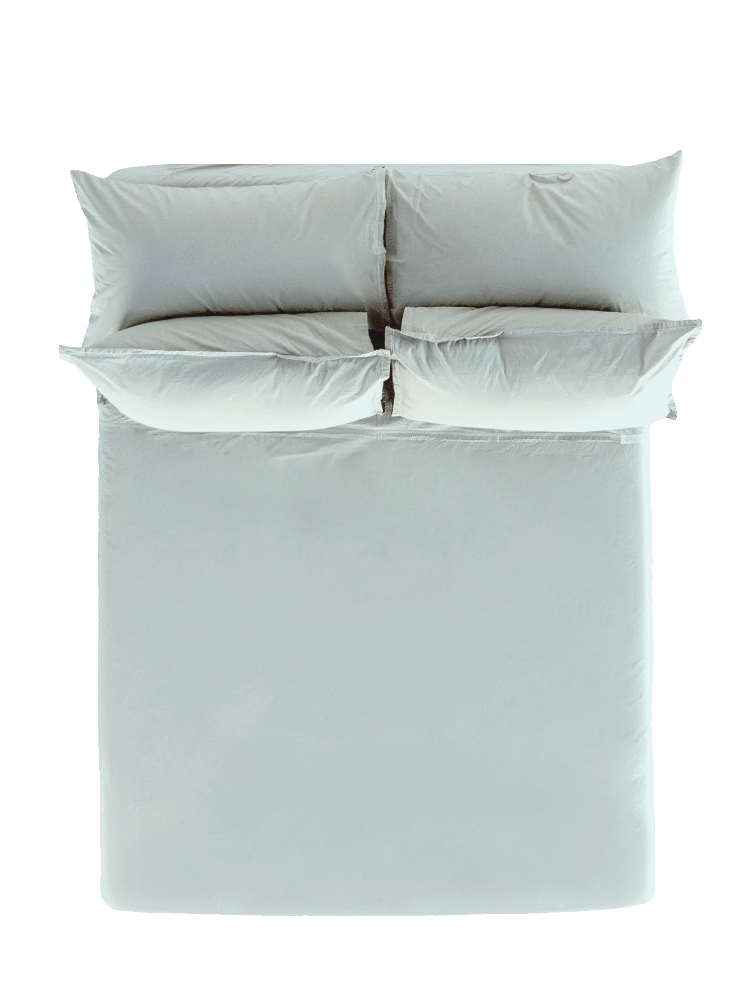 Salt Cotton Sei Flat Sheet with Pillowcases - Overhead Flat Lay, luxury sateen bedding | MATTEO