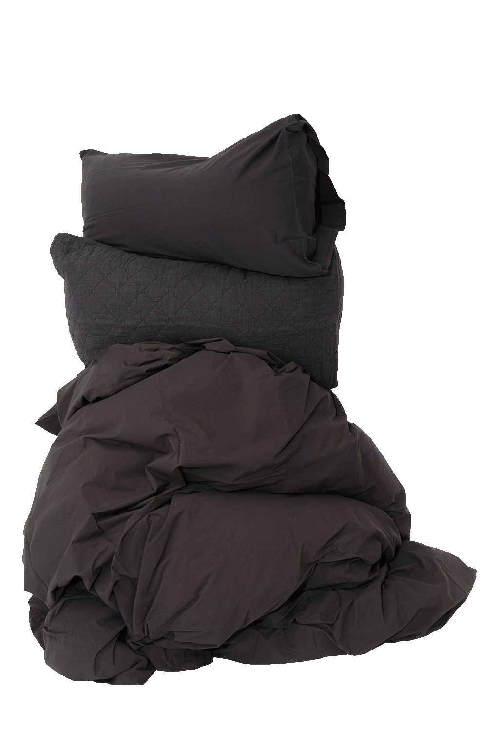 Smoke Cotton Nap Duvet Set with Shams - Bundled Stack View | MATTEO