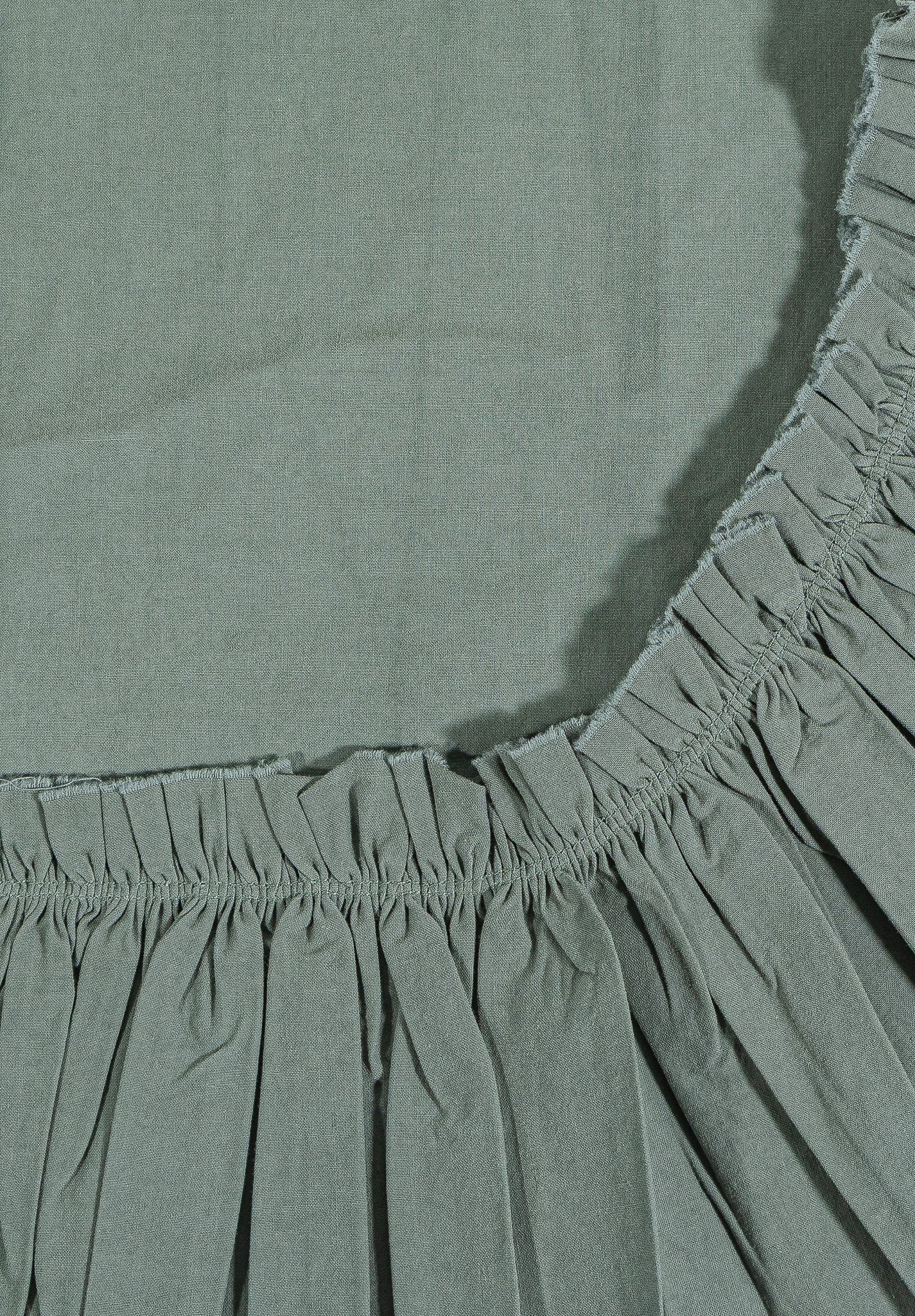 Bay Green Tat Cotton Duvet Cover - Tattered Ruffle Detail | MATTEO