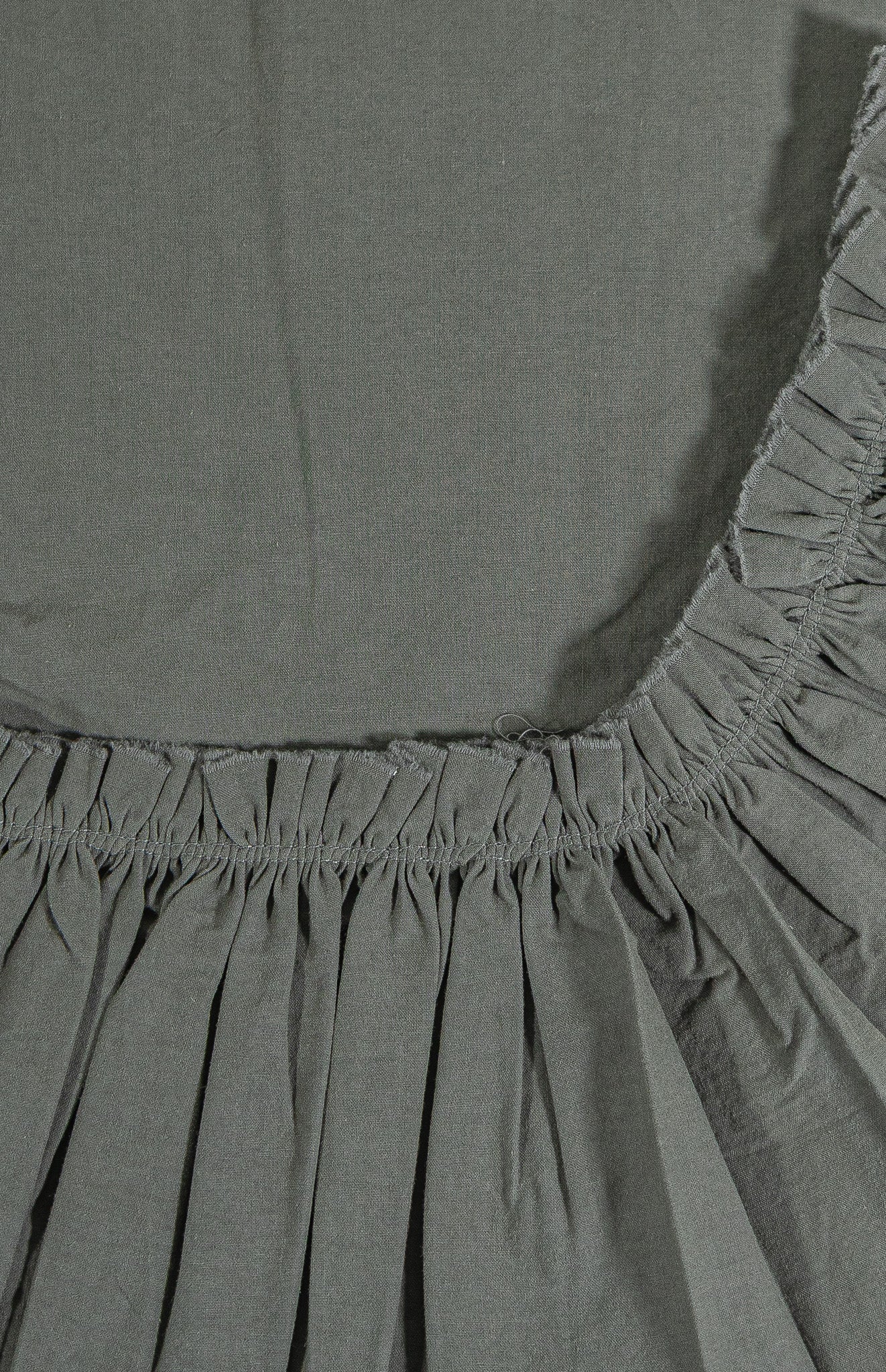 Coal Cotton Tat Duvet Cover - Tattered Ruffle Border Detail Close-Up | MATTEO