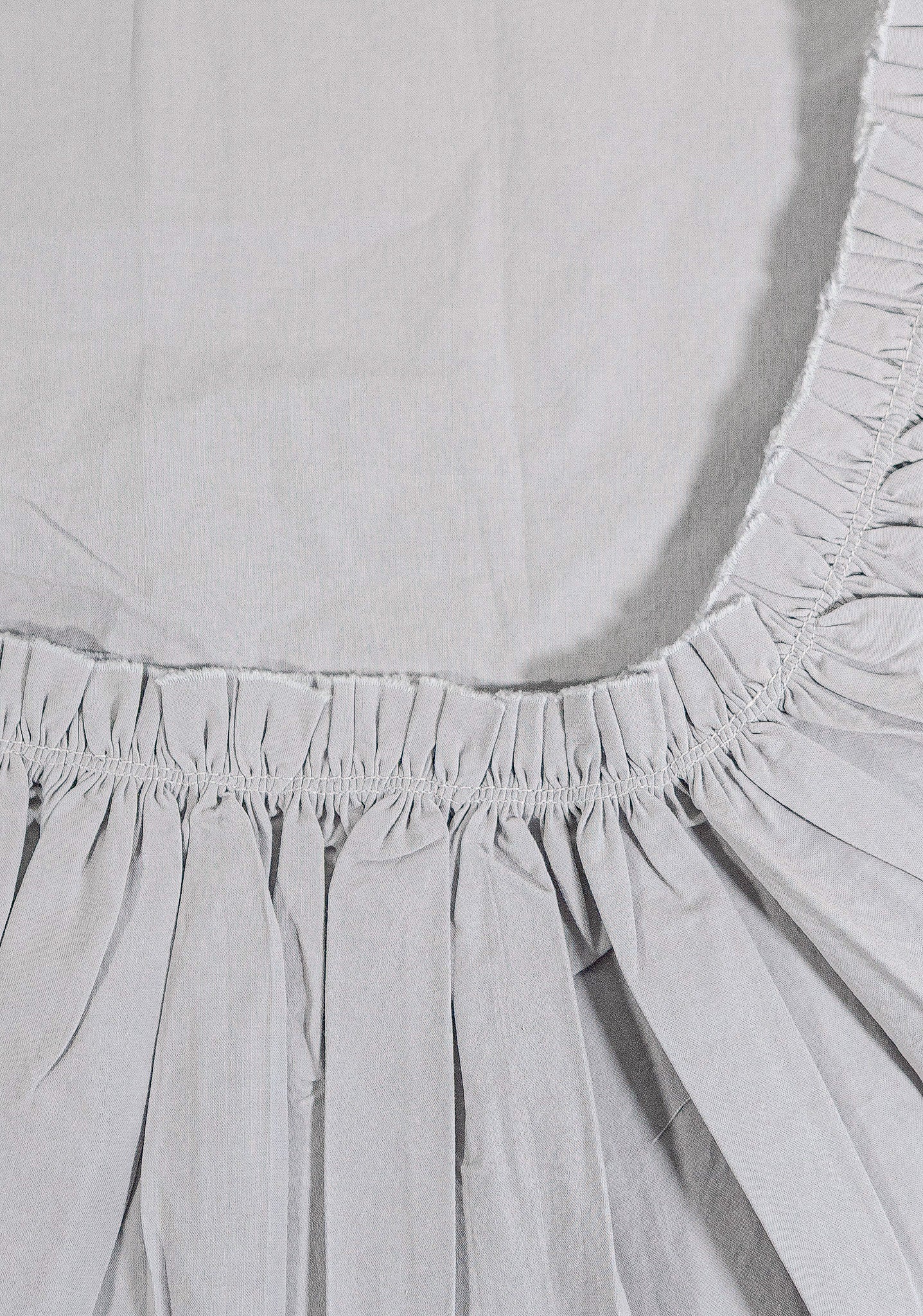 Iris Cotton Percale Fabric Close-Up - Tattered Ruffle Border Detail | MATTEO