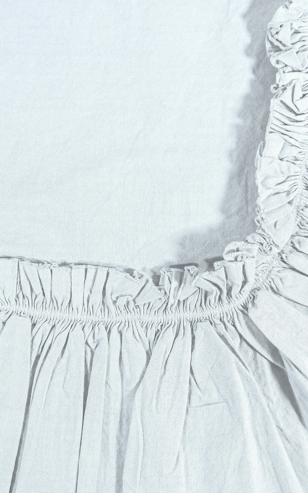Salt Cotton Tat Duvet Cover - Tattered Ruffle Detail Close-up | MATTEO