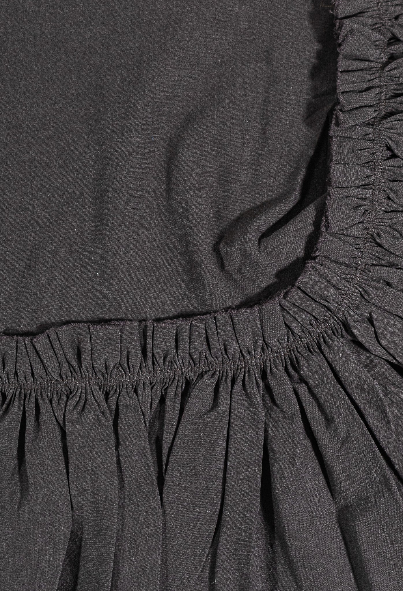 Smoke Tat Cotton Duvet Cover - Tattered Ruffle Border Detail Close-Up | MATTEO