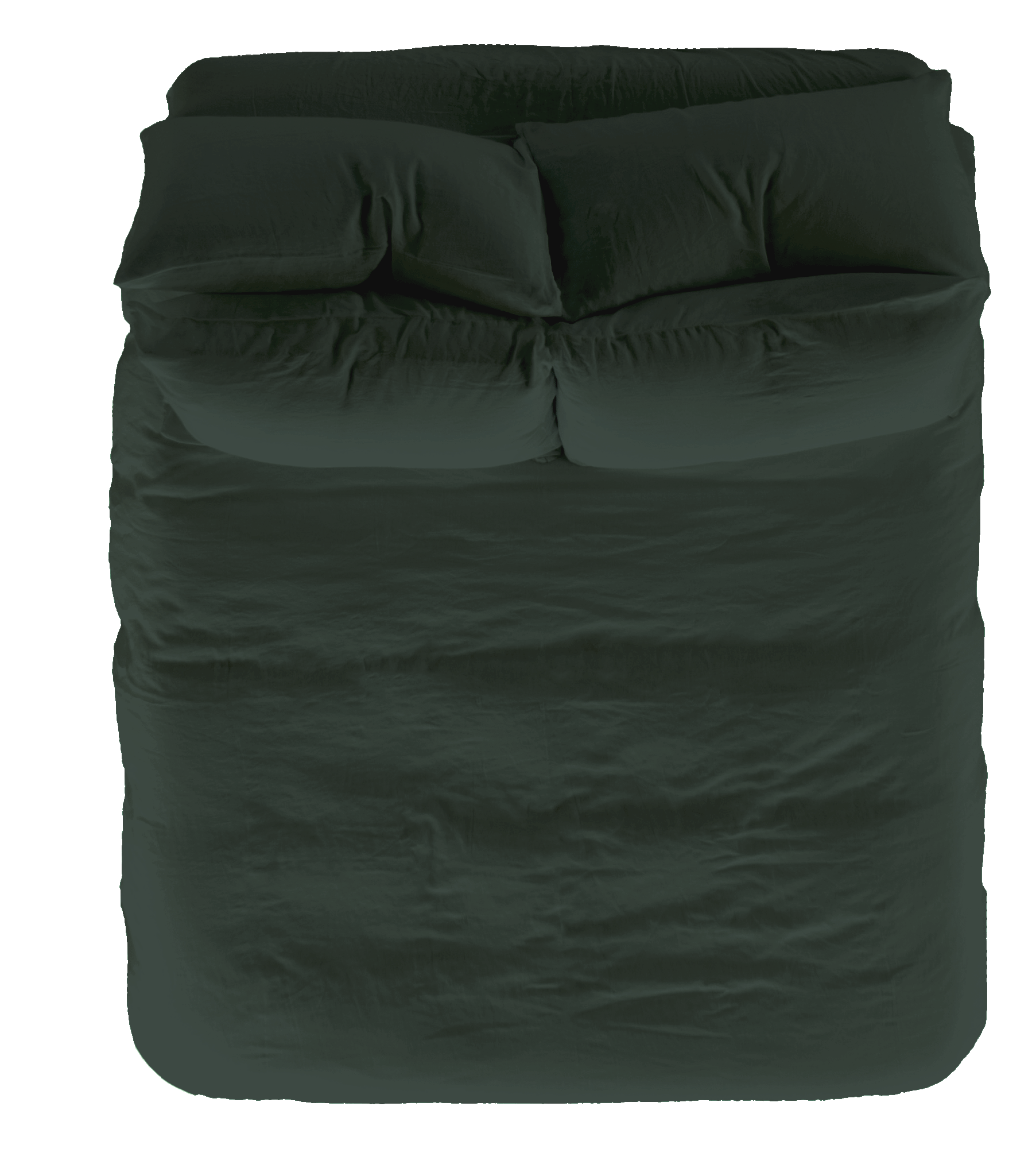 Alpine Forest Green Vintage Linen Duvet Set with Pillow Shams - Overhead View | MATTEO