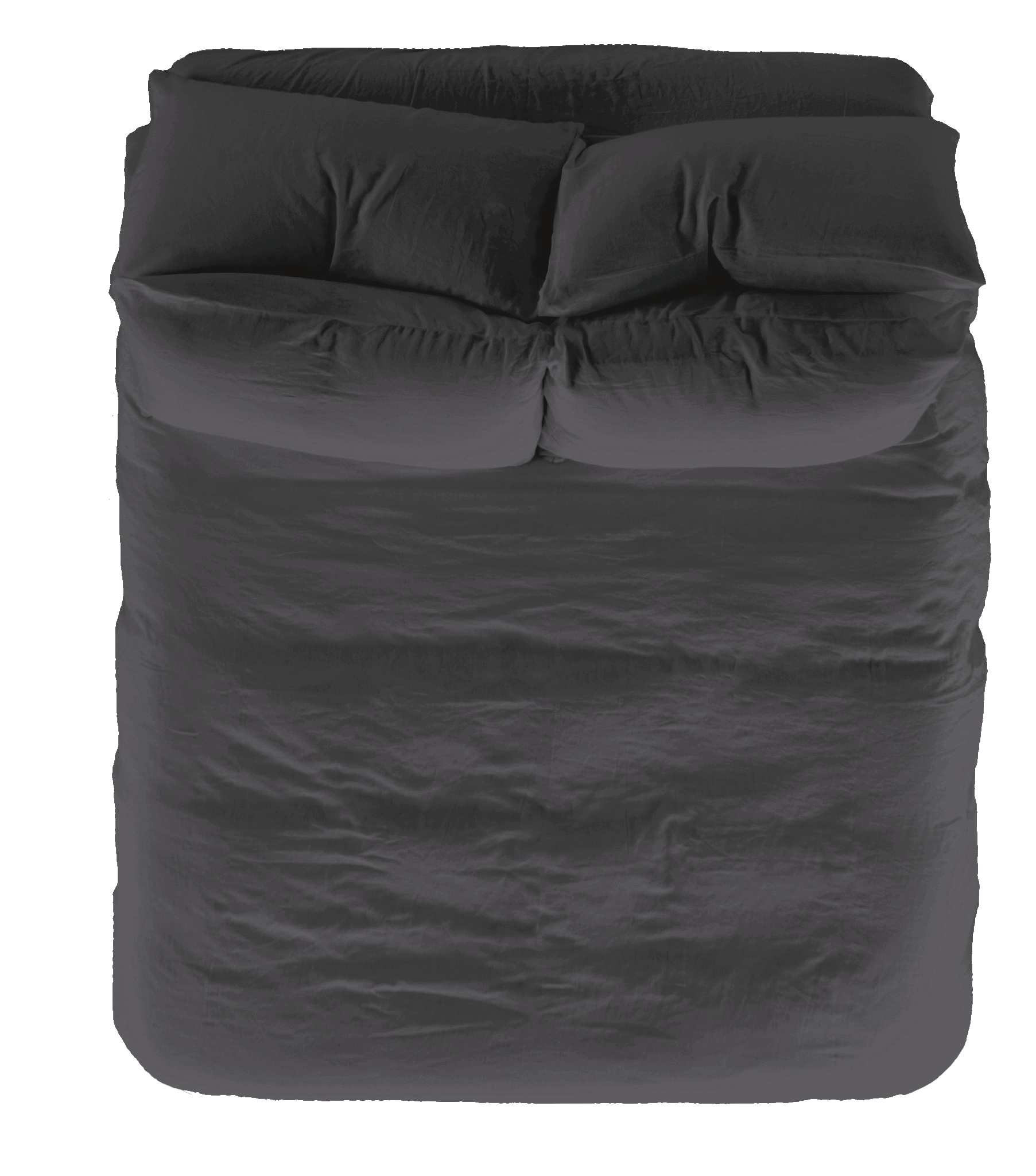 Coal Vintage Linen Duvet Cover and Pillow Shams - Overhead Bed View | MATTEO