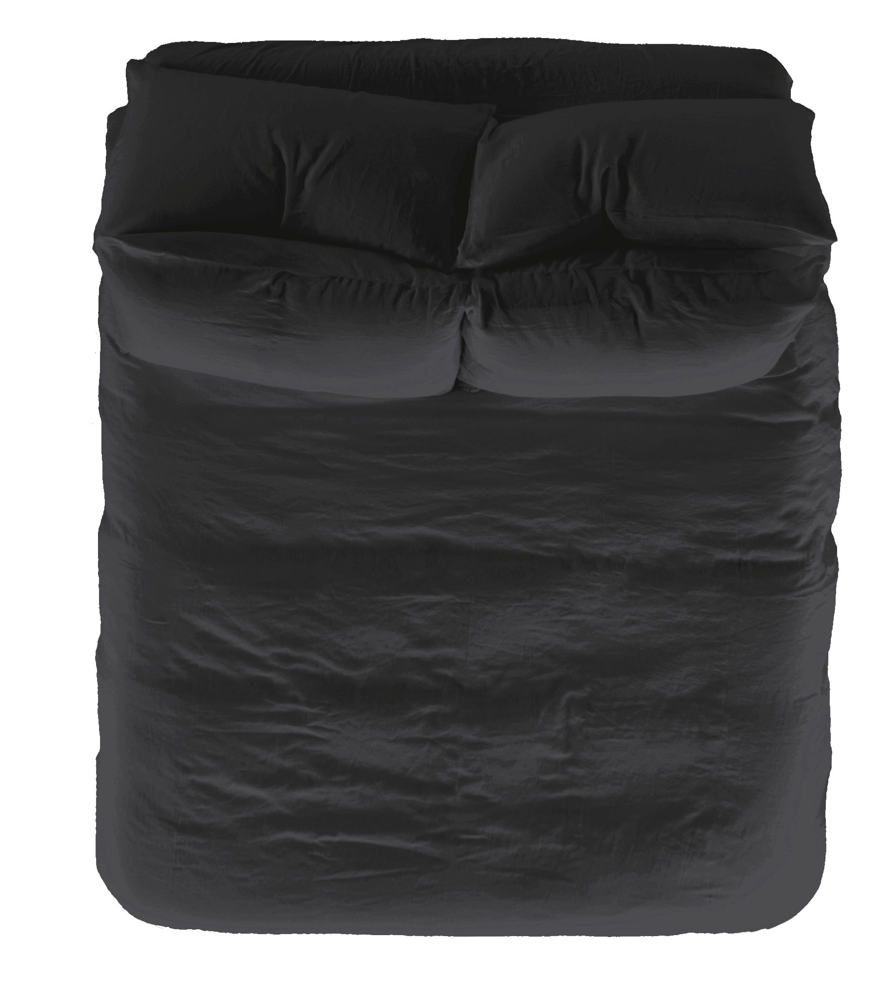Smoke Vintage Linen Duvet Cover and Pillow Shams - Overhead Bed View | MATTEO