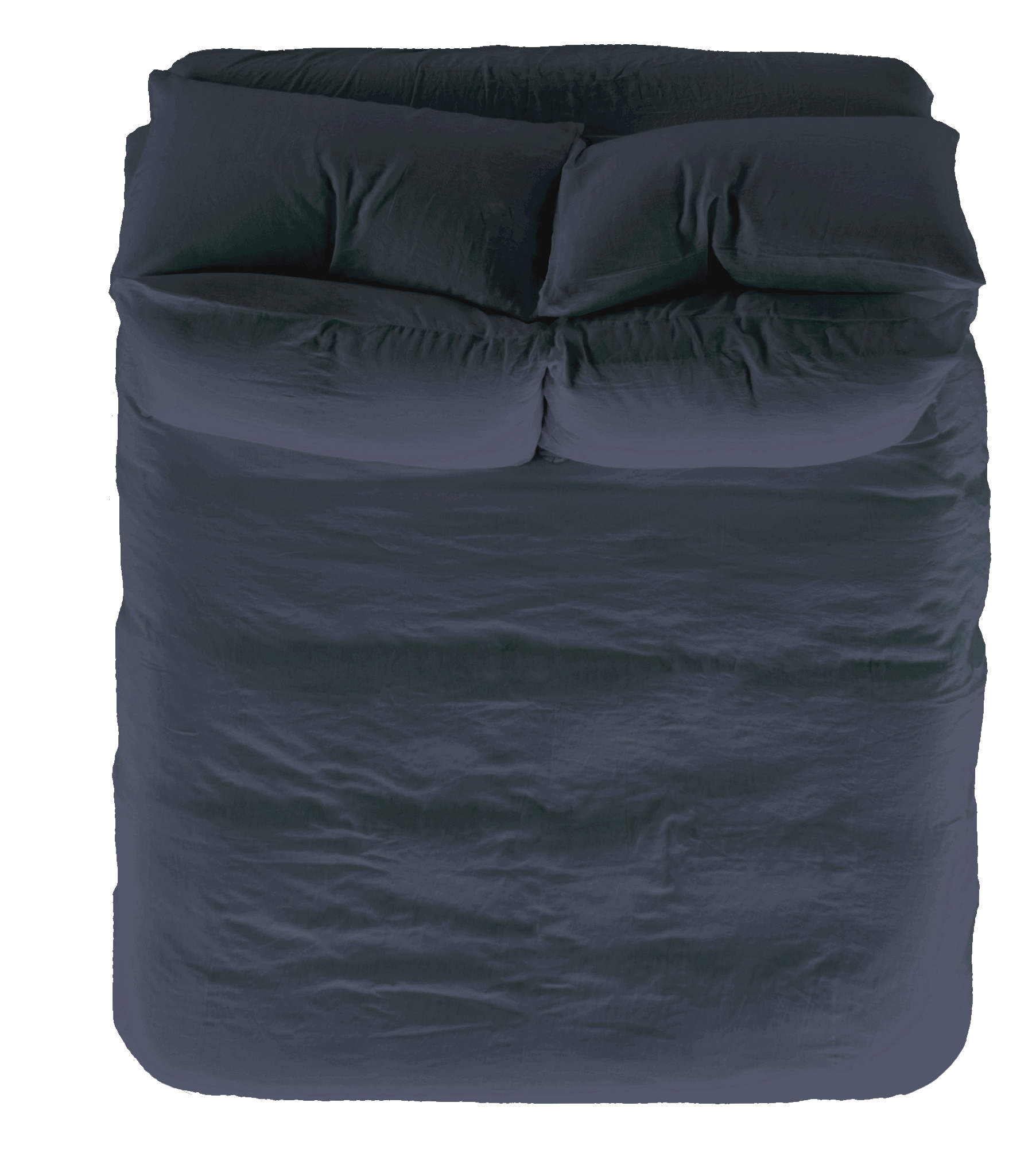 Night Vintage Linen Duvet Cover with Pillow Shams - Overhead View | MATTEO