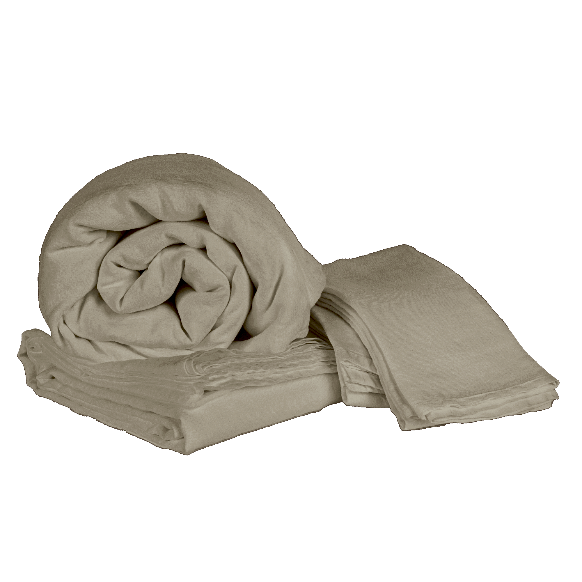Oat Vintage Linen Flat Sheet - Rolled and Folded Bundle Display | MATTEO