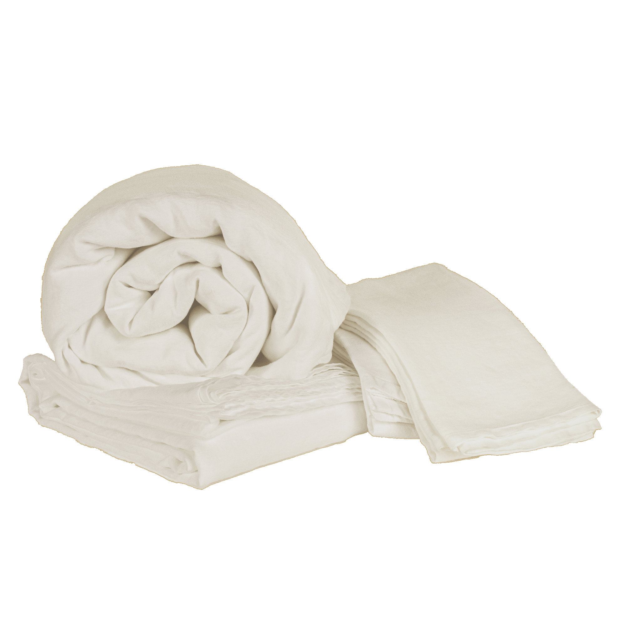 Off White Cotton Percale Nap Fitted Sheet - Folded Bundle | MATTEO